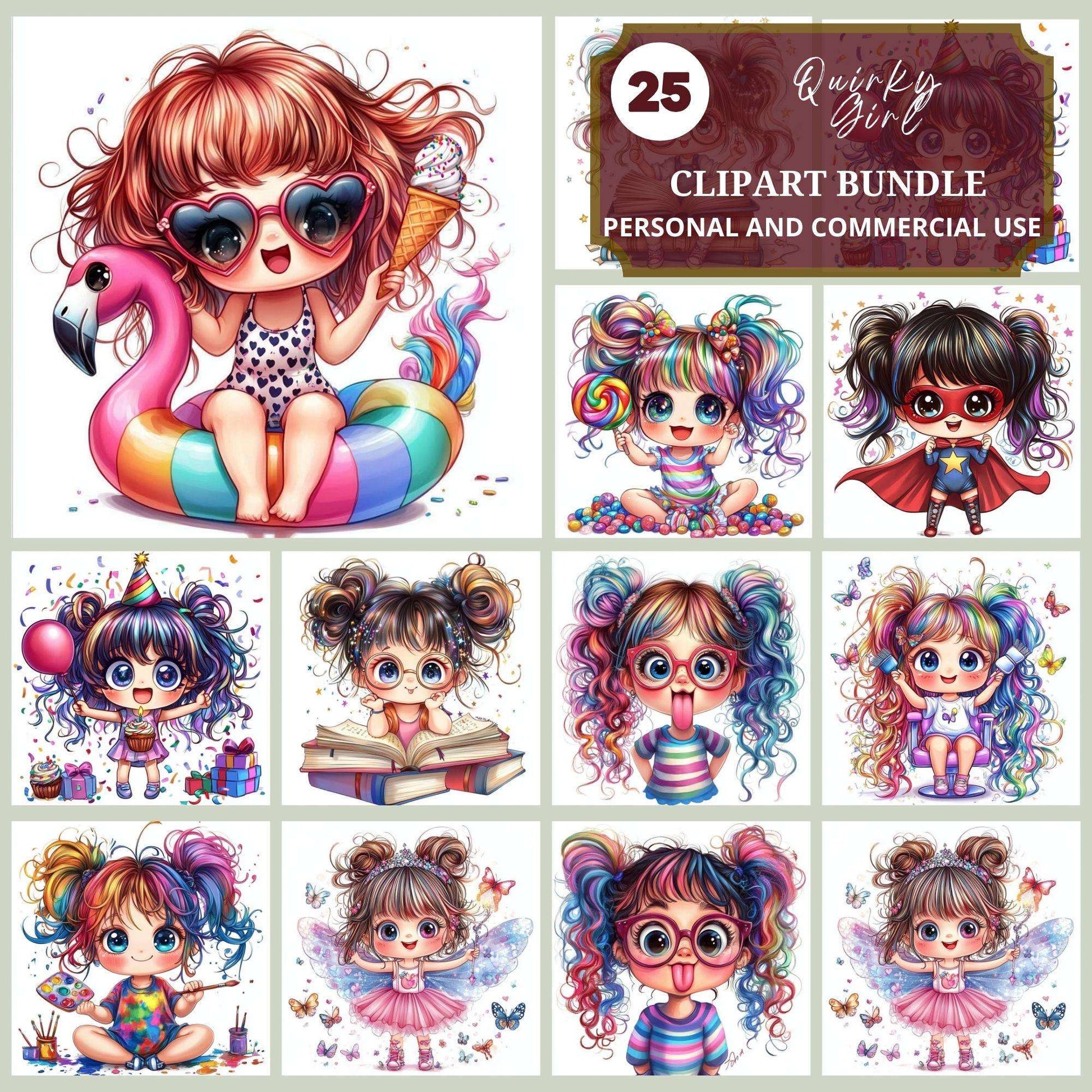 Quirky Girl Clipart - CraftNest - Digital Crafting and Art