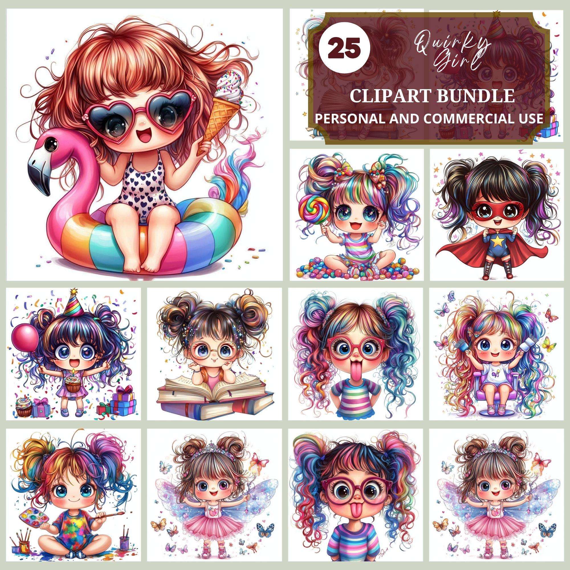 Quirky Girl Clipart - CraftNest - Digital Crafting and Art