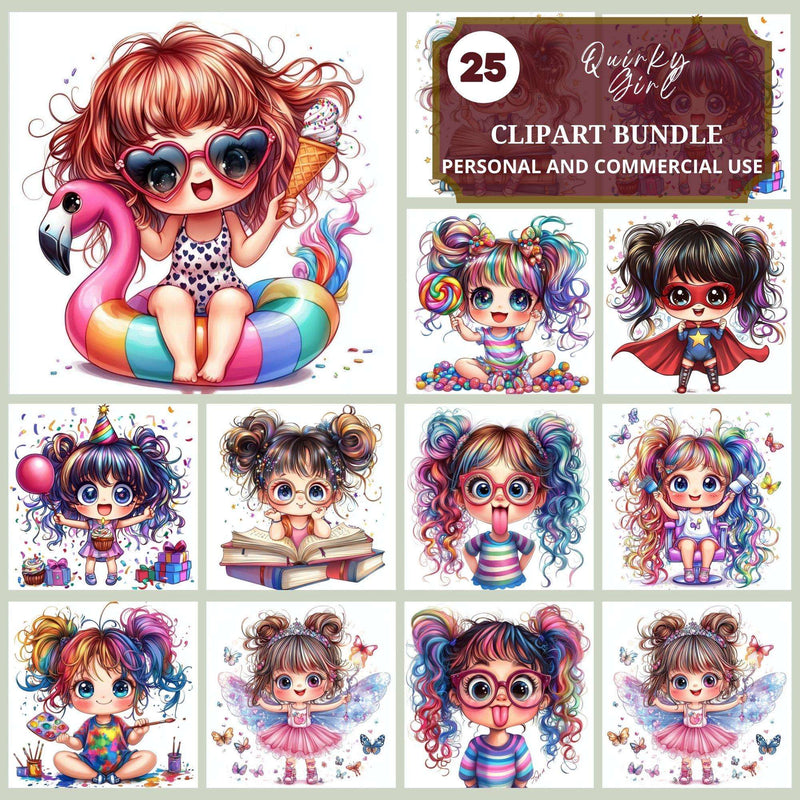 Quirky Girl Clipart - CraftNest - Digital Crafting and Art