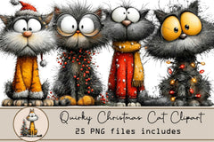 Quirky Christmas Cat Clipart Bundle - CraftNest - Digital Crafting and Art