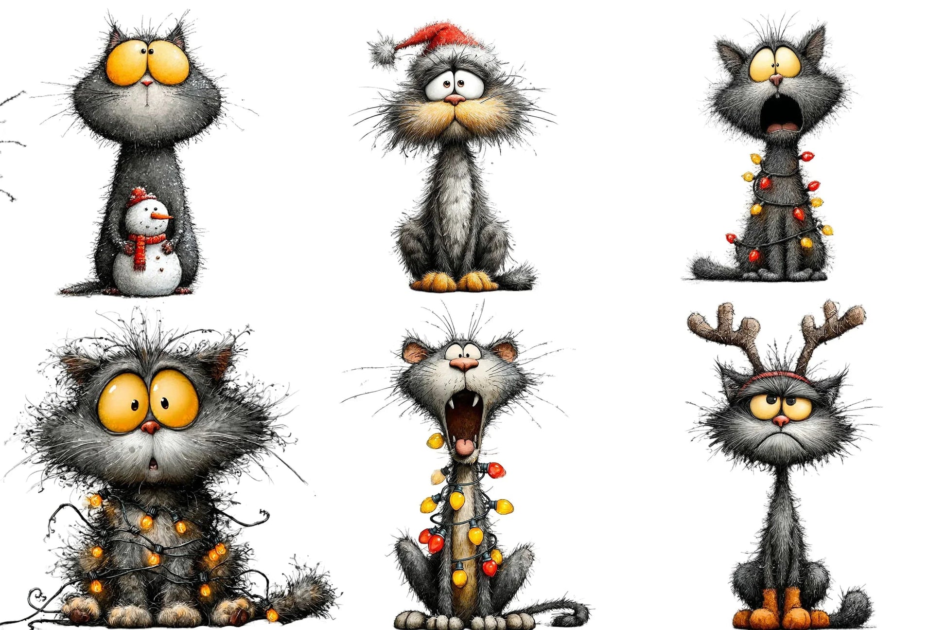 Quirky Christmas Cat Clipart Bundle - CraftNest - Digital Crafting and Art