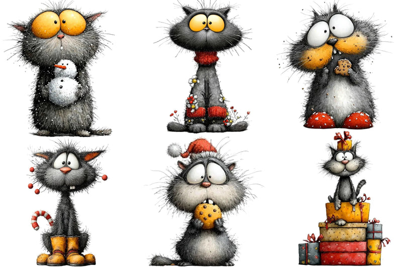 Quirky Christmas Cat Clipart Bundle - CraftNest - Digital Crafting and Art