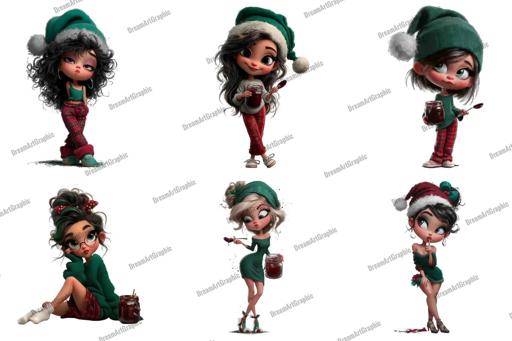 Quirky Christmas Girl Clipart Bundle - CraftNest - Digital Crafting and Art