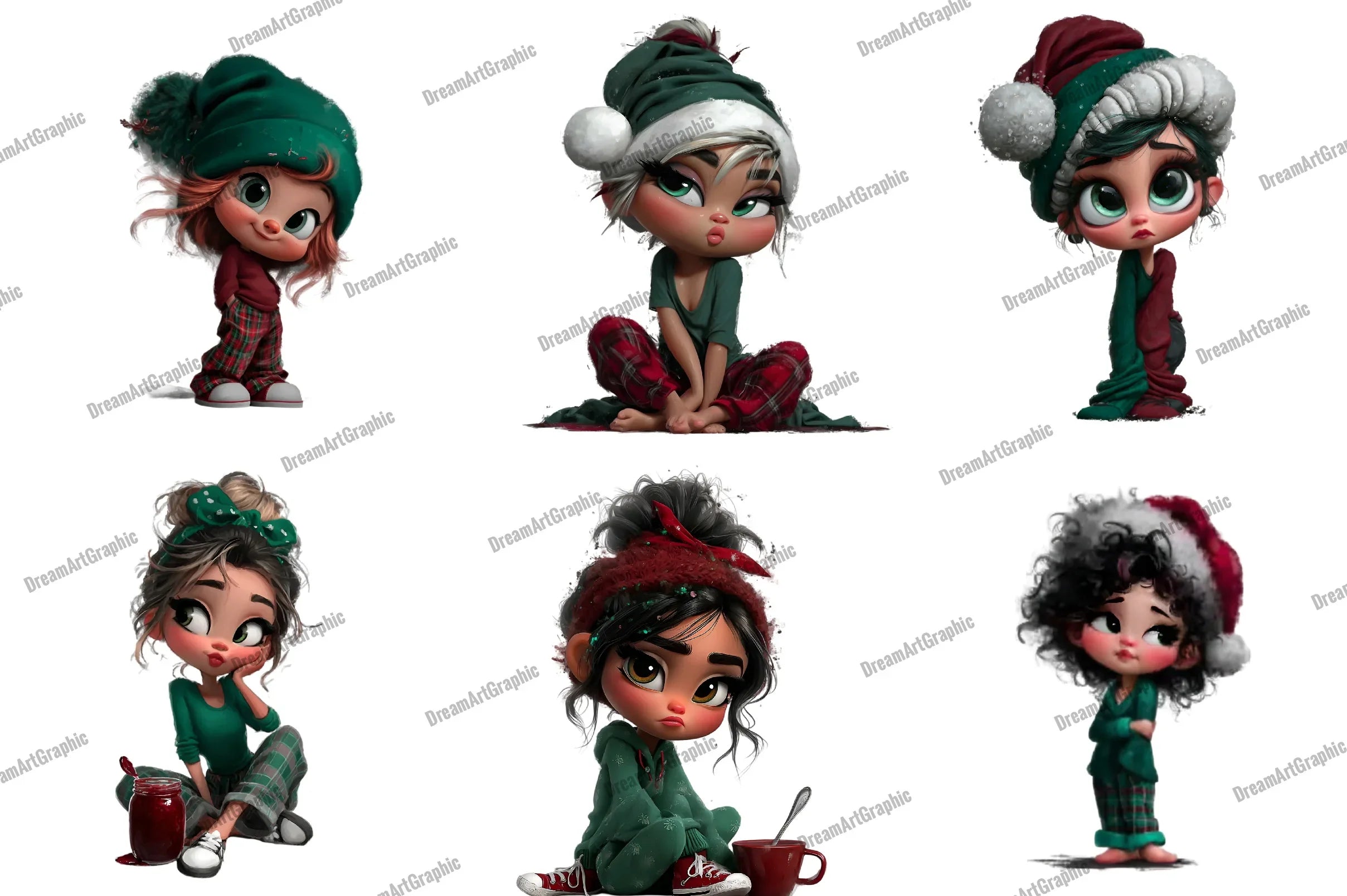 Quirky Christmas Girl Clipart Bundle - CraftNest - Digital Crafting and Art