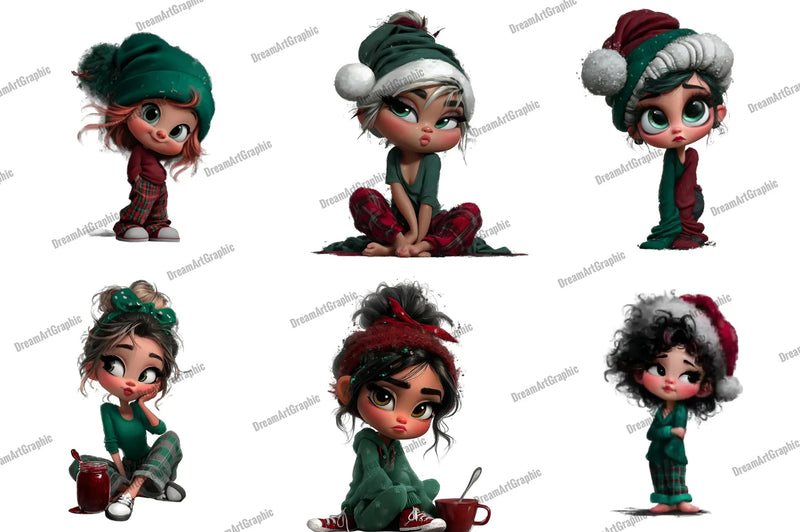 Quirky Christmas Girl Clipart Bundle - CraftNest - Digital Crafting and Art