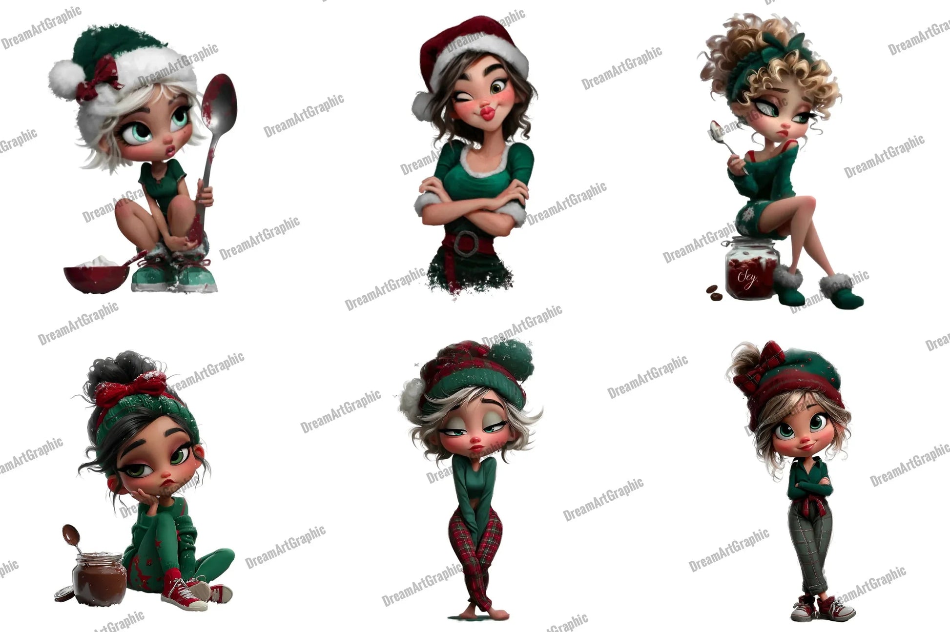 Quirky Christmas Girl Clipart Bundle - CraftNest - Digital Crafting and Art