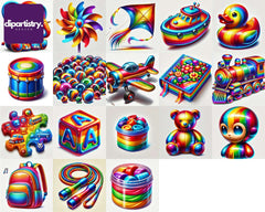 Rainbow Toy Bundle Students Clipart - CraftNest - Digital Crafting and Art