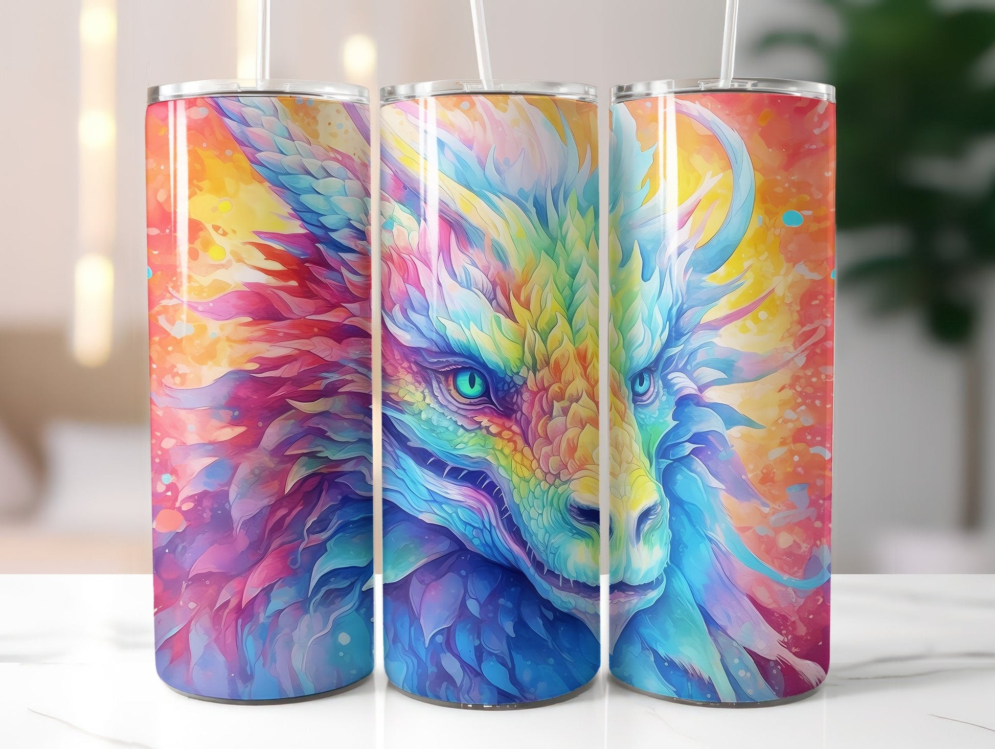 Rainbow Dragon Tumbler Wrap - CraftNest