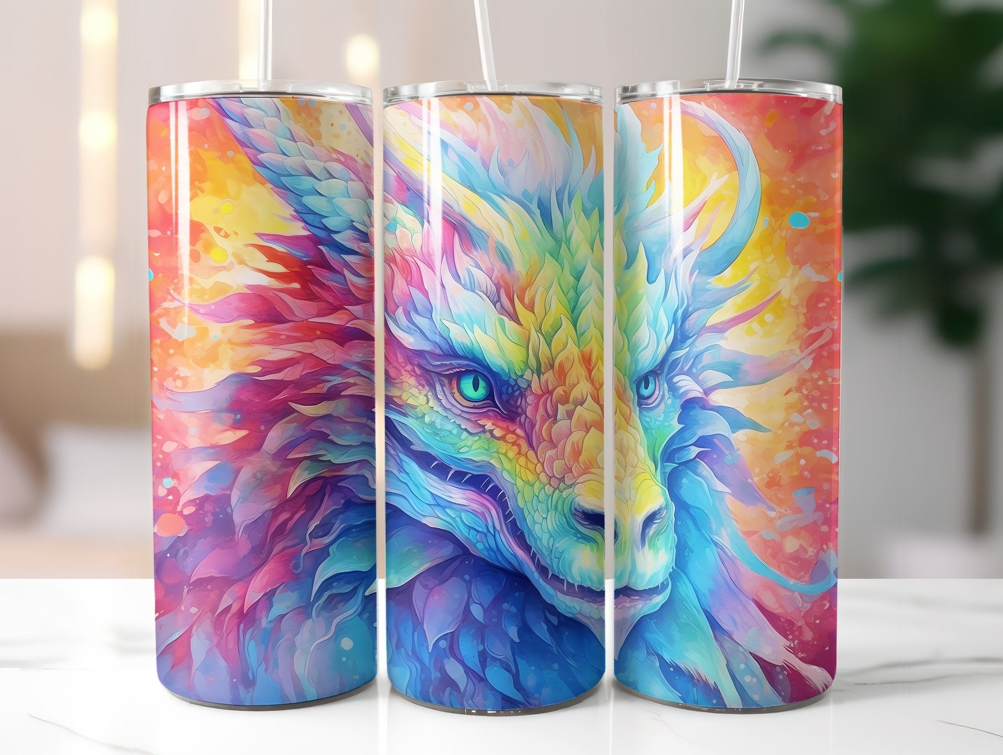 Rainbow Dragon Tumbler Wrap - CraftNest