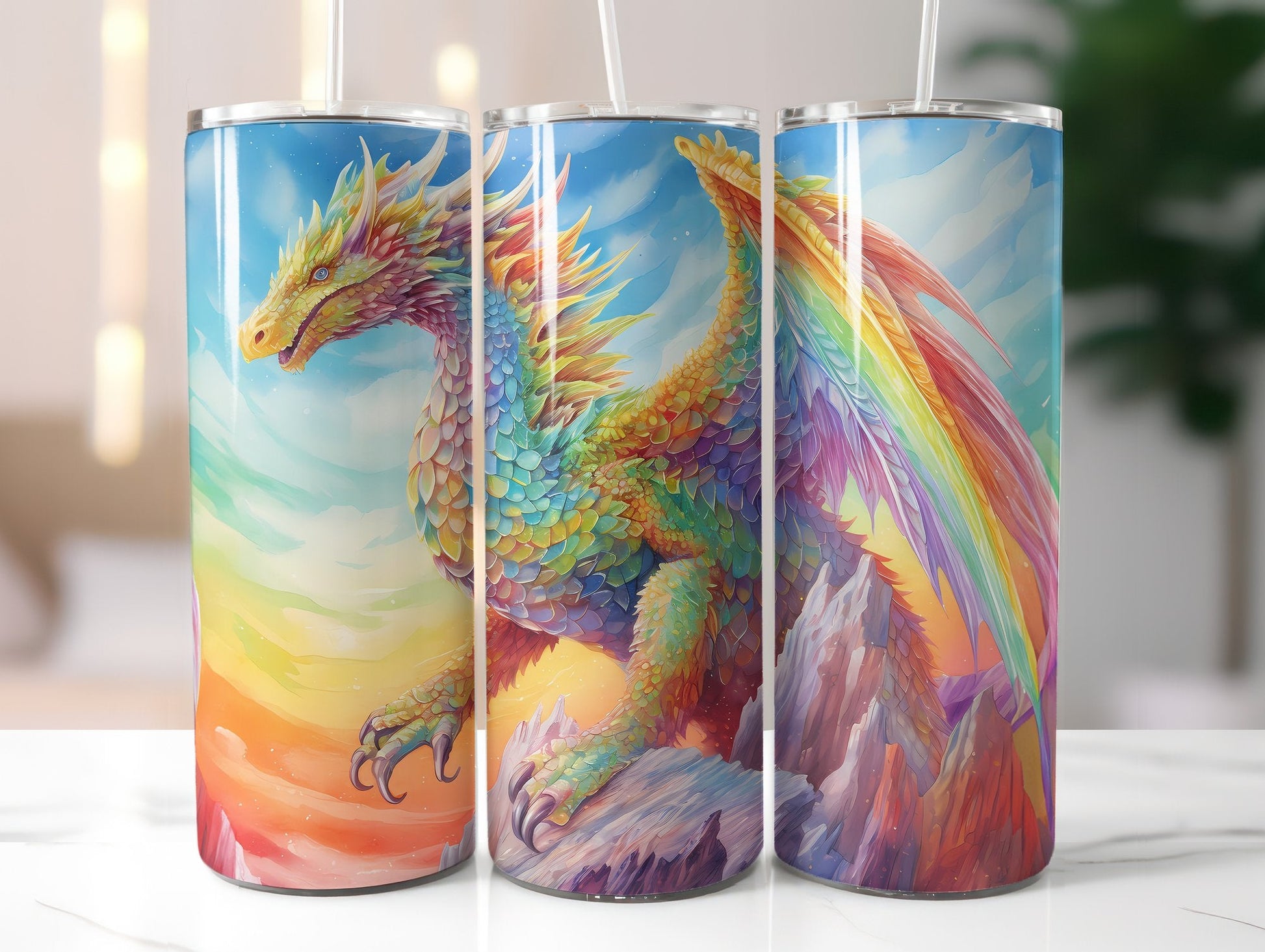 Rainbow Dragon Tumbler Wrap - CraftNest