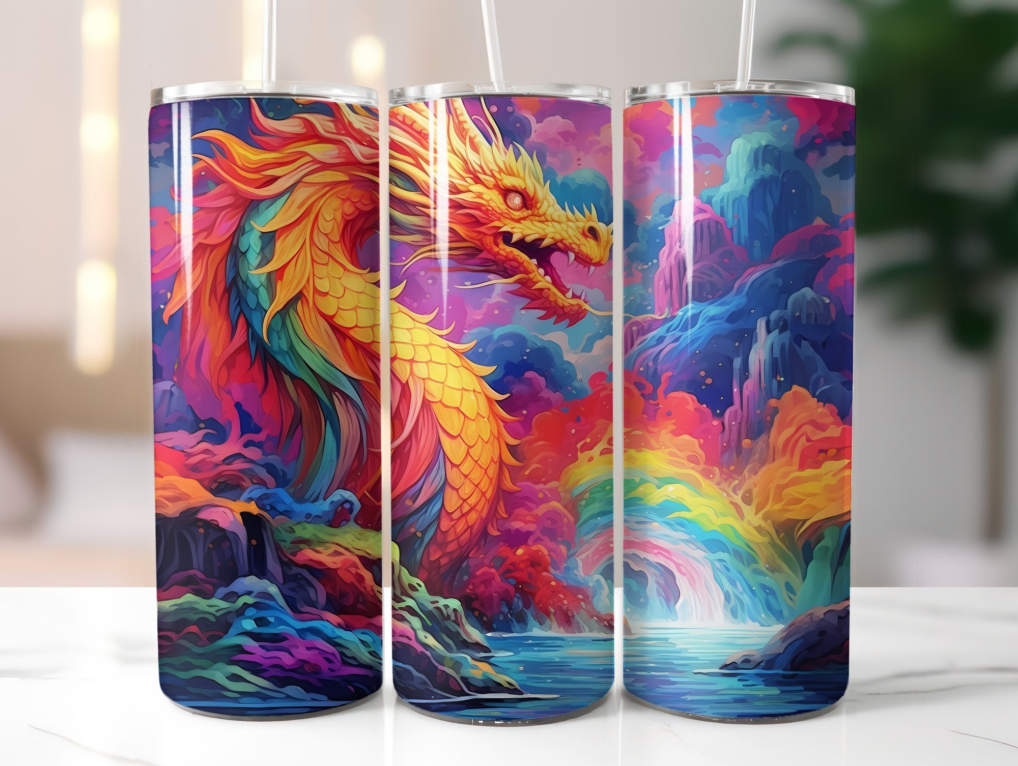 Rainbow Dragon Tumbler Wrap - CraftNest