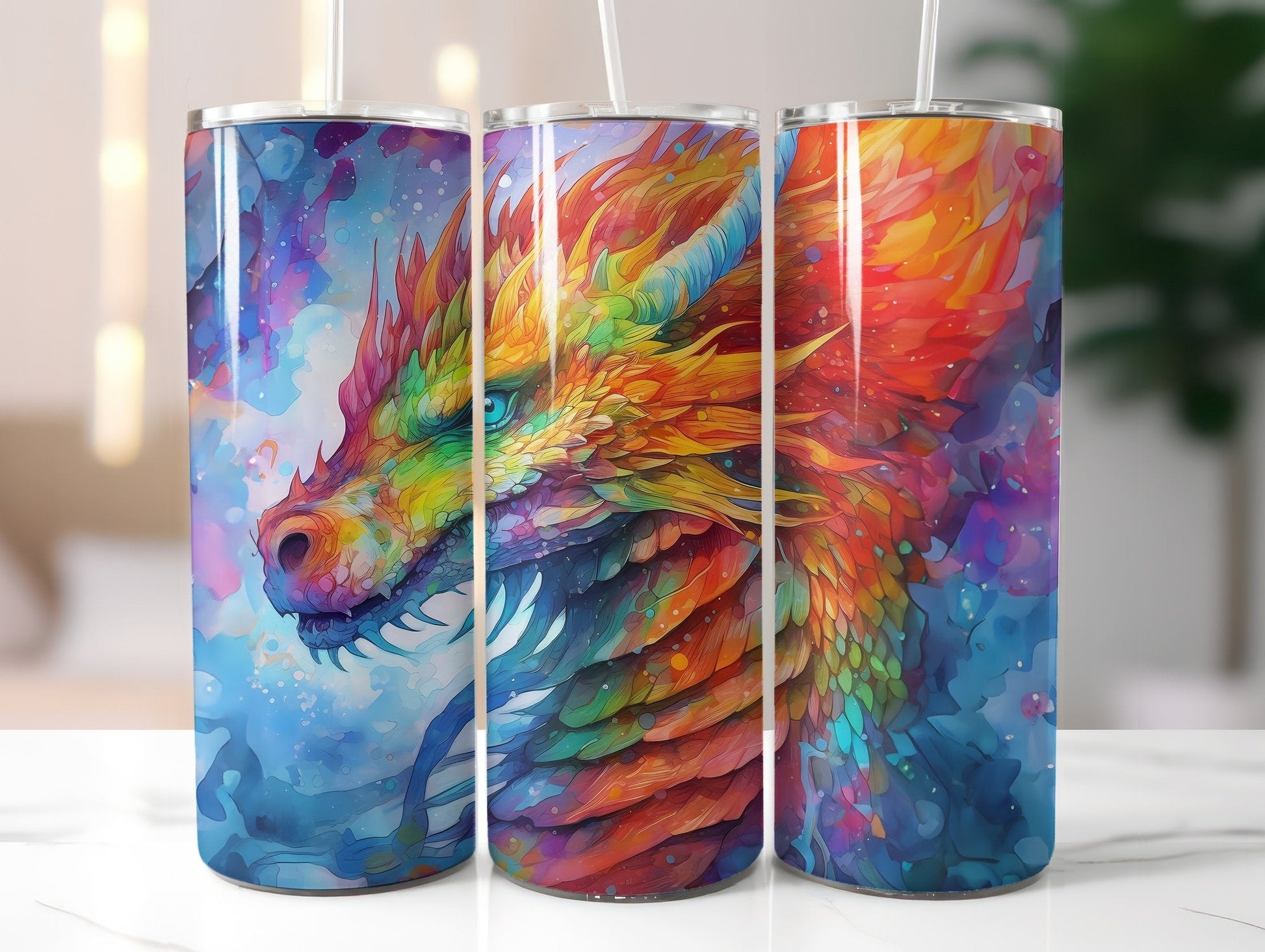 Rainbow Dragon Tumbler Wrap - CraftNest