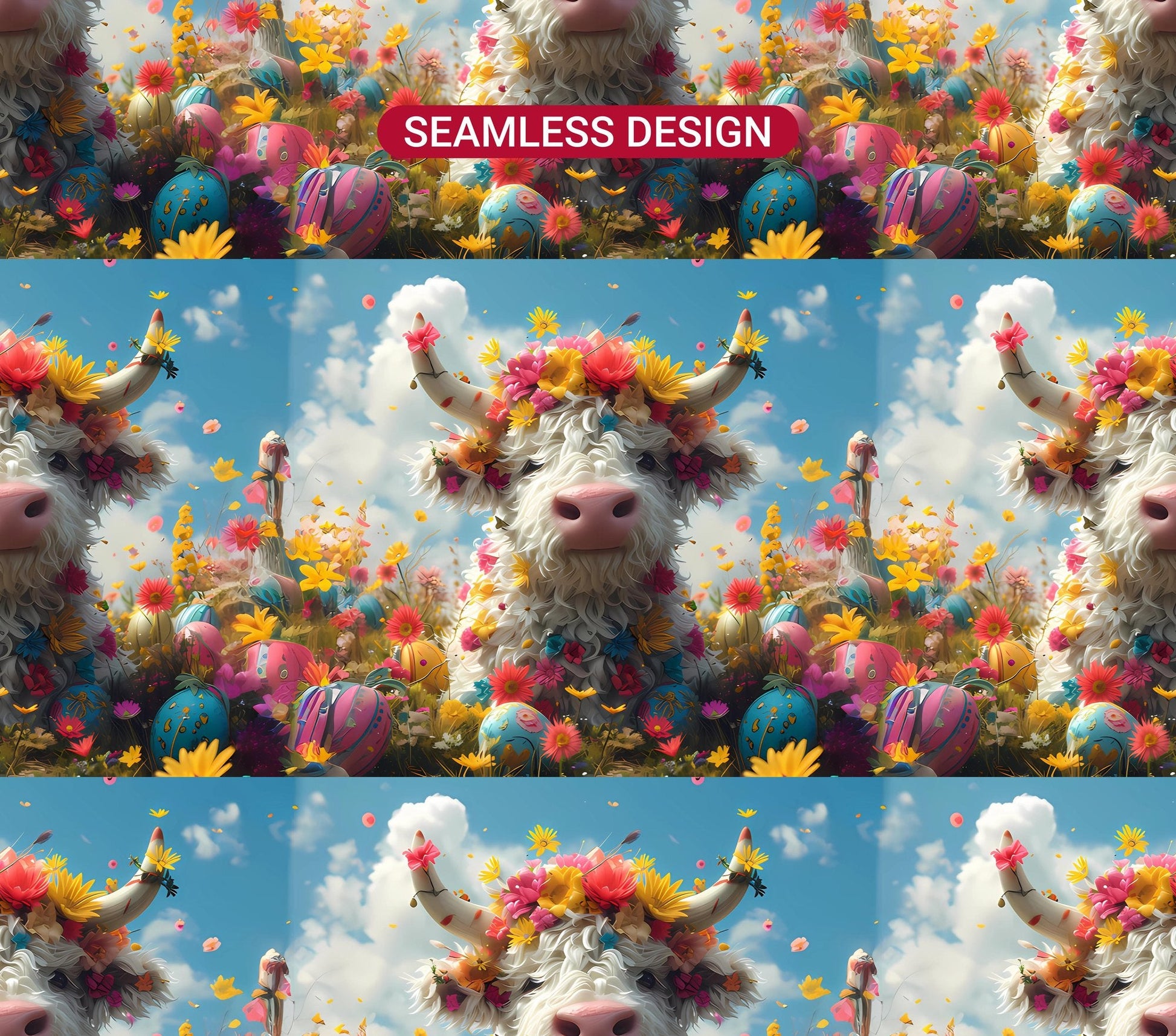 Highland Cow Easter 3 Tumbler Wrap - CraftNest