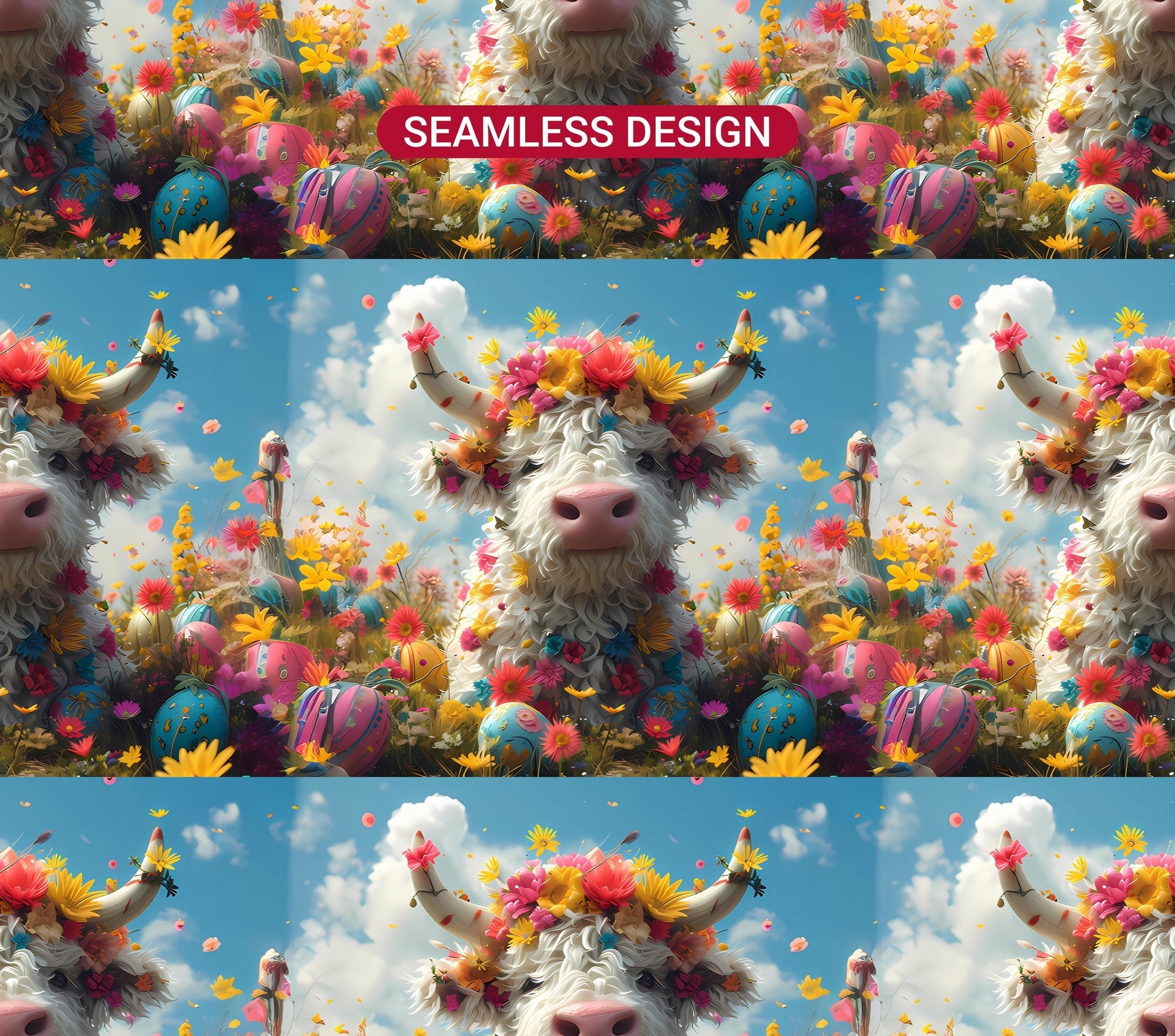 Highland Cow Easter 3 Tumbler Wrap - CraftNest