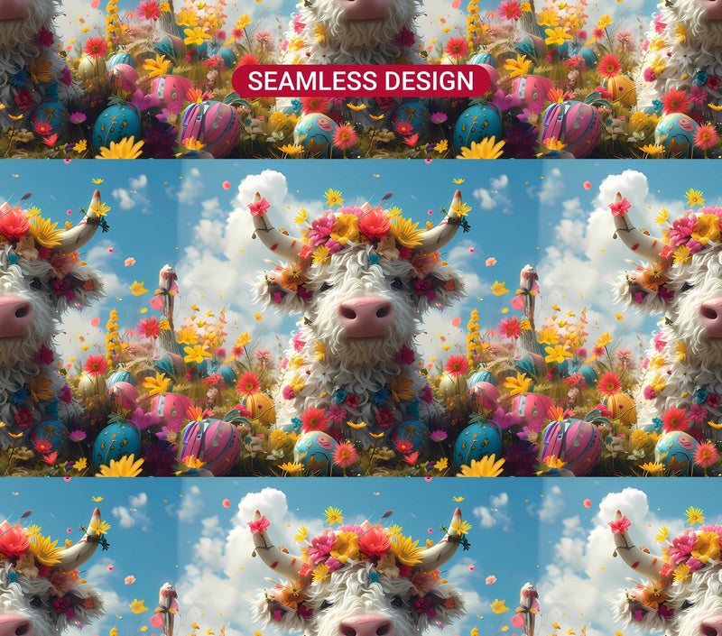 Highland Cow Easter 3 Tumbler Wrap - CraftNest