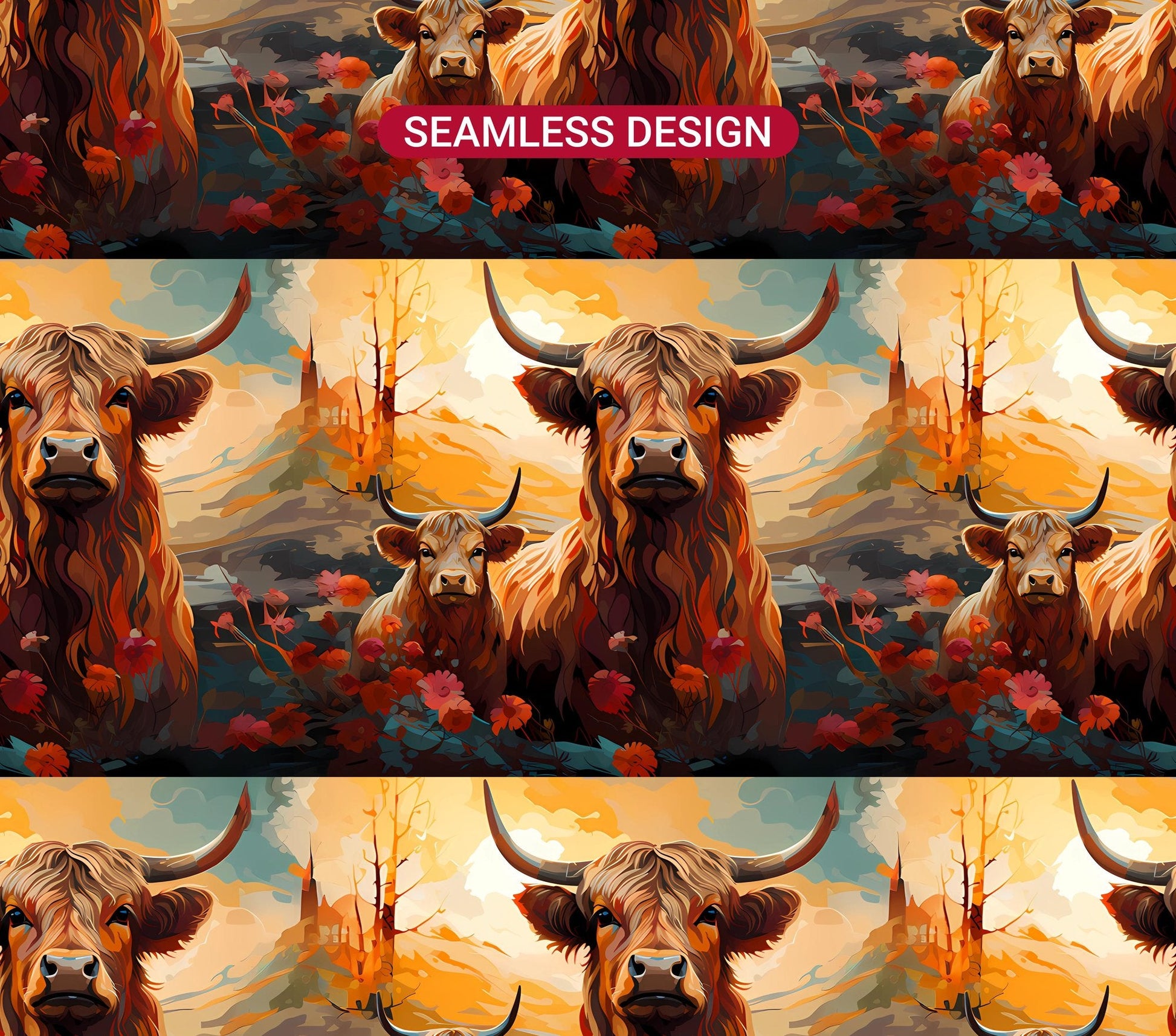 Highland Cow 4 Tumbler Wrap - CraftNest