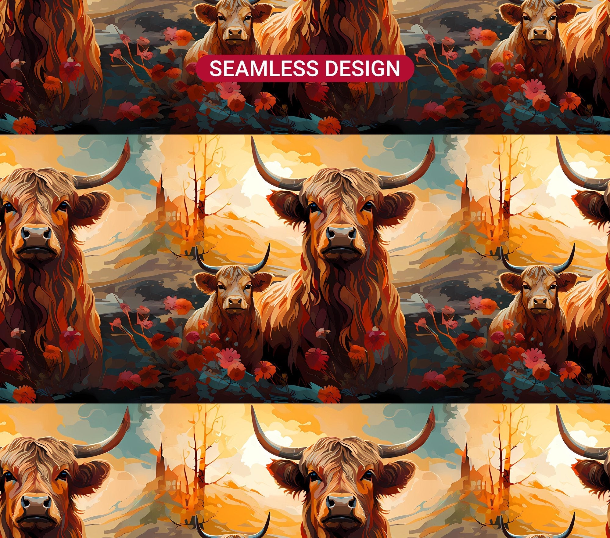 Highland Cow 4 Tumbler Wrap - CraftNest