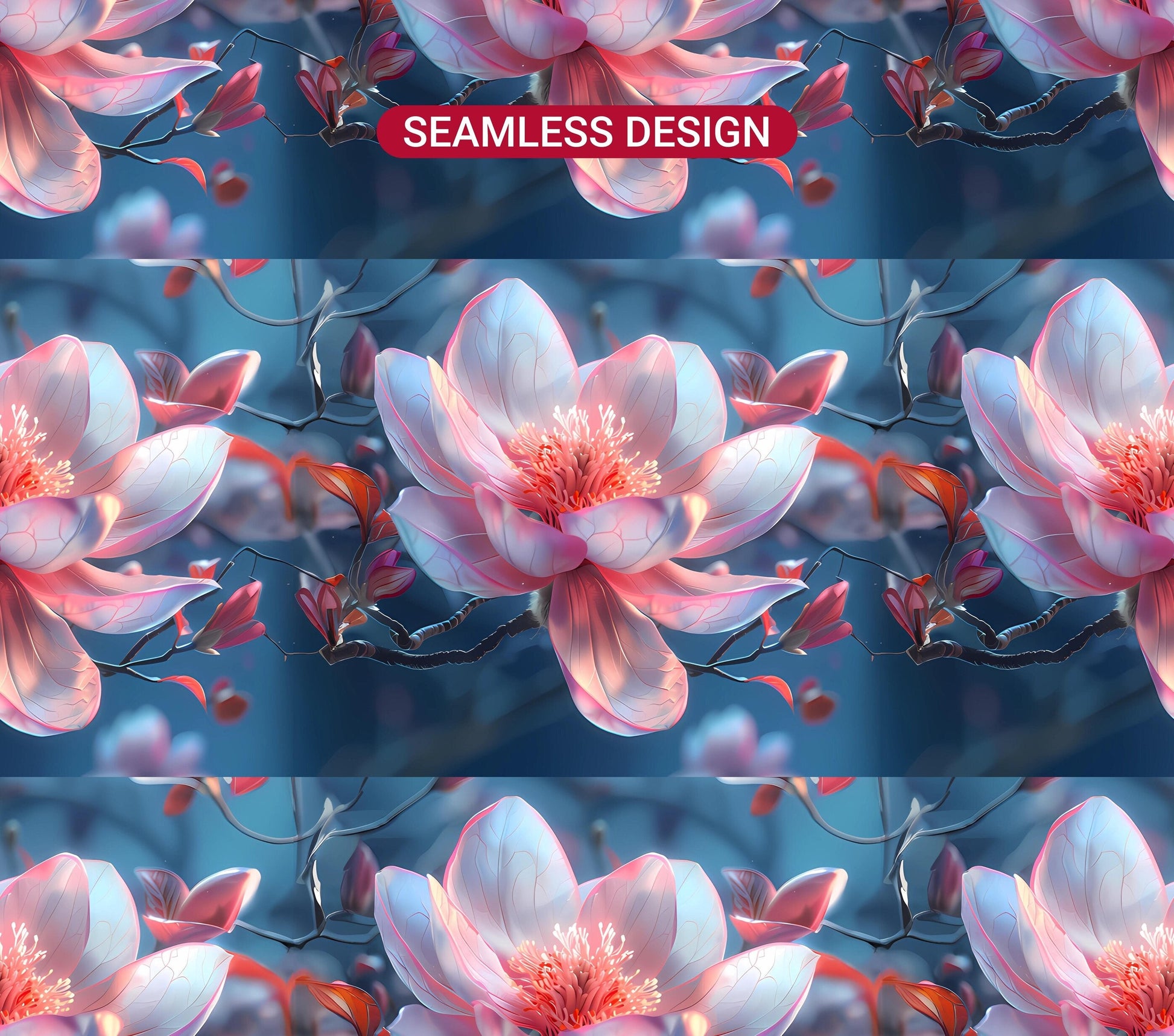 Magnolias Flowers Tumbler Wrap - CraftNest - Digital Crafting and Art
