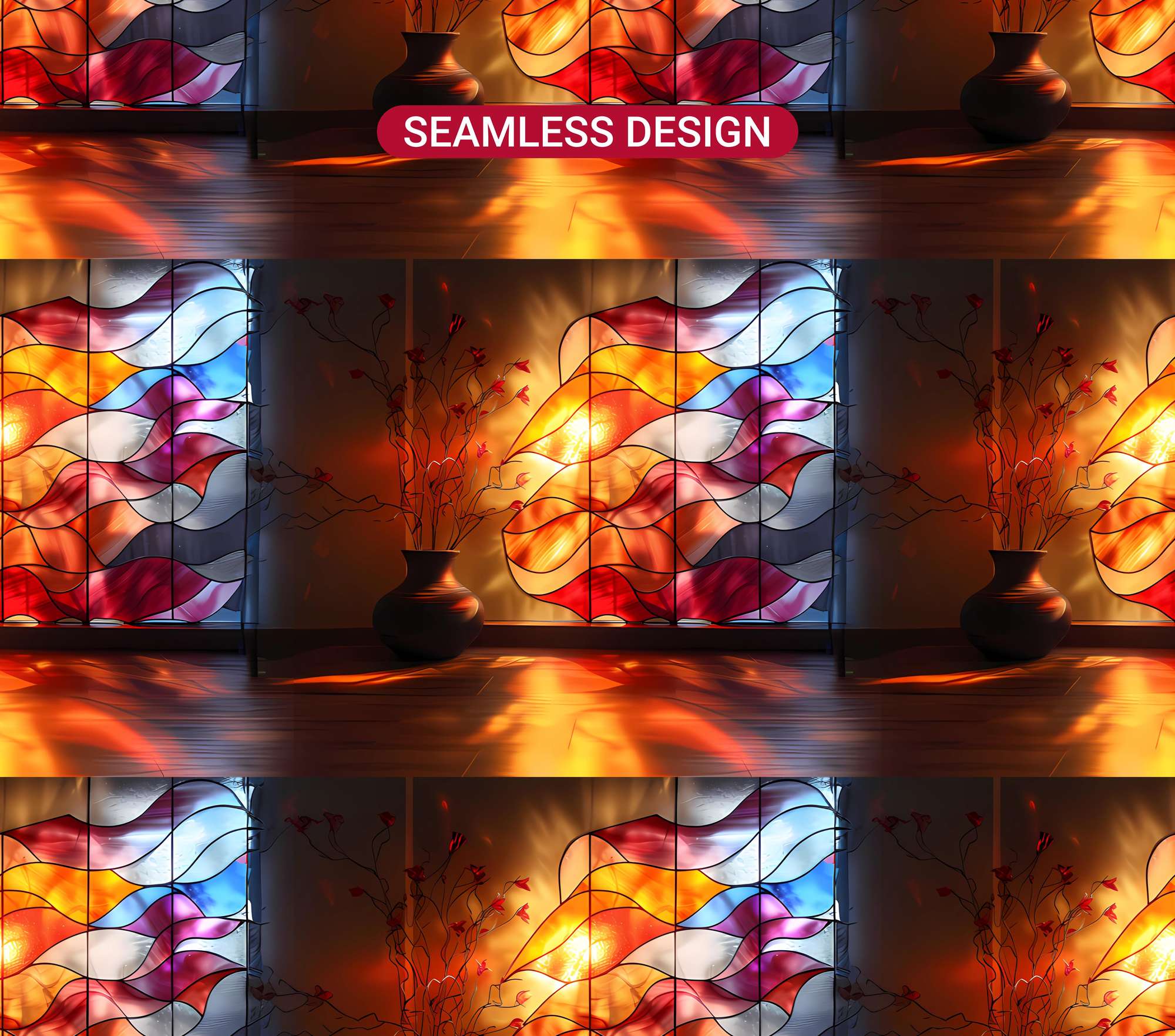 Stained Glass Summer 2 Tumbler Wrap - CraftNest - Digital Crafting and Art