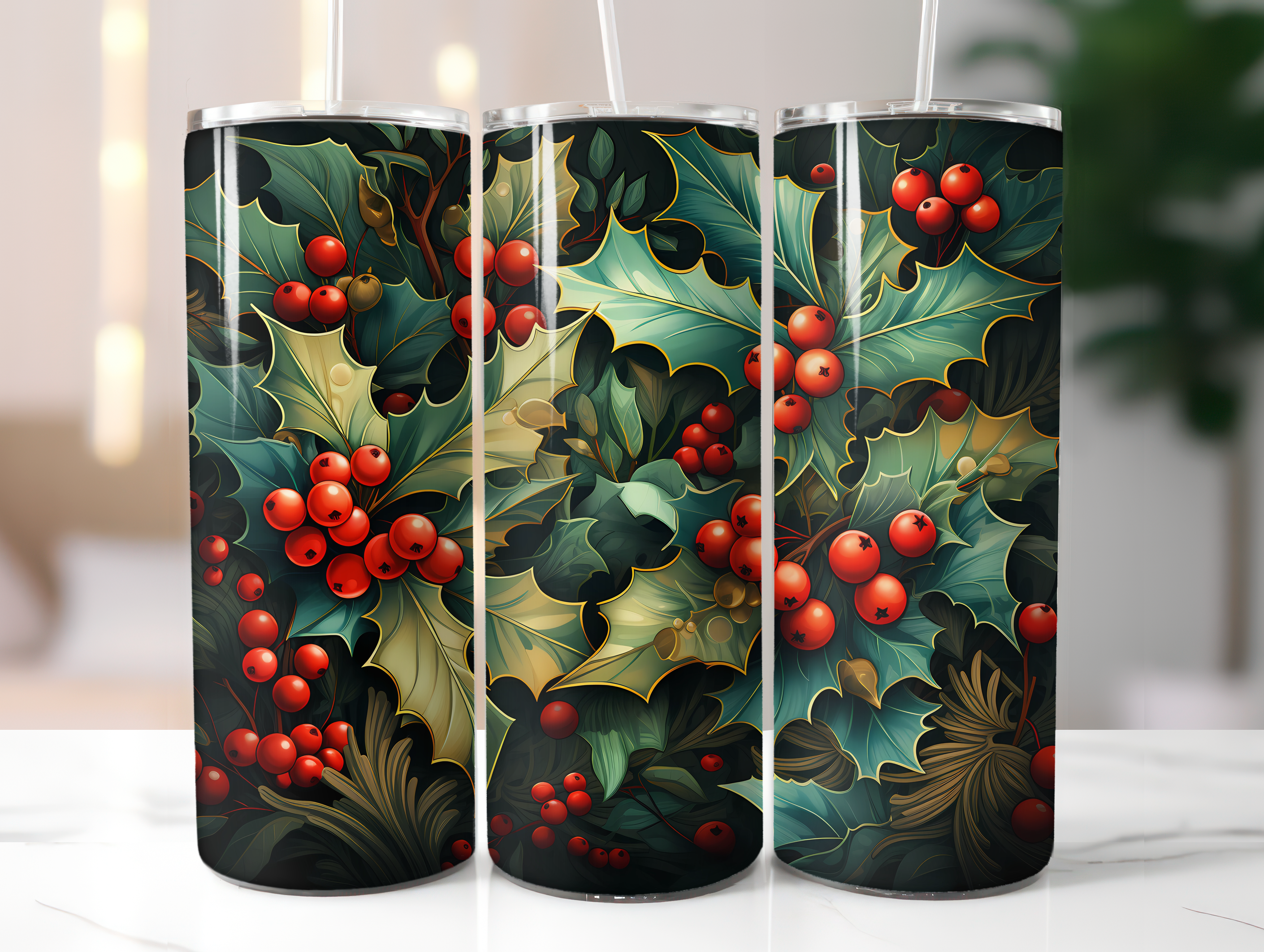 Holly Berries Tumbler Wrap - CraftNest
