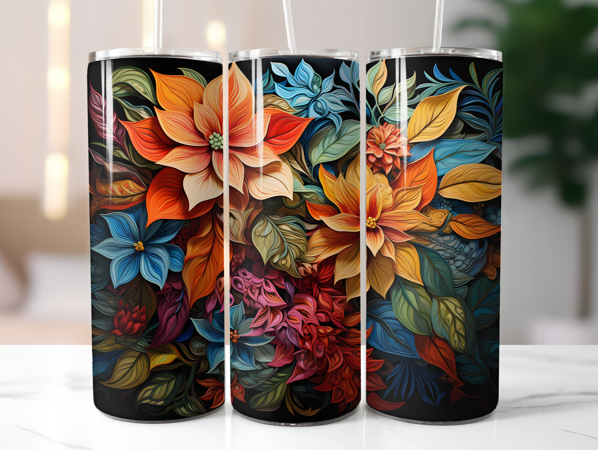 Christmas Poinsettias Tumbler Wrap - CraftNest