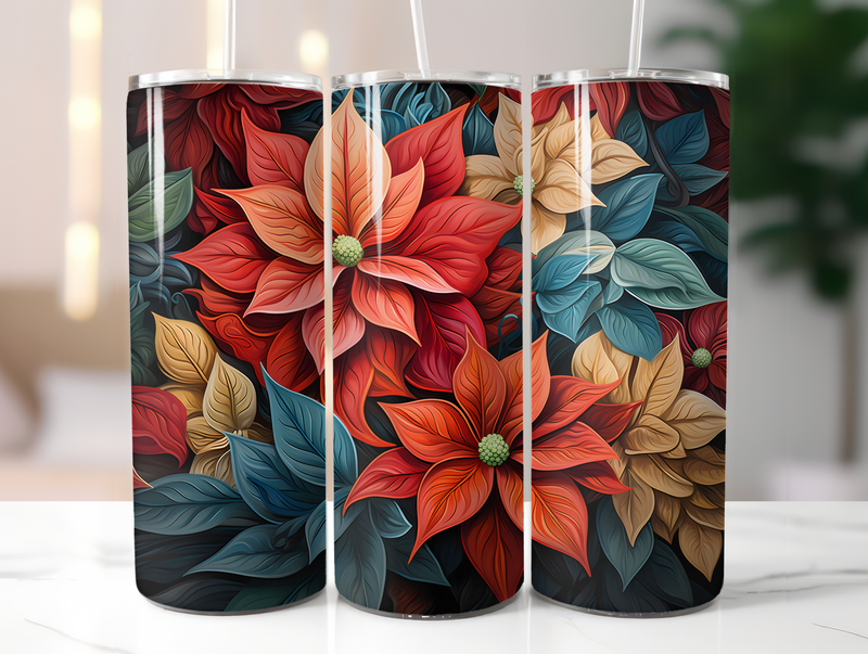 Christmas Poinsettias Tumbler Wrap - CraftNest
