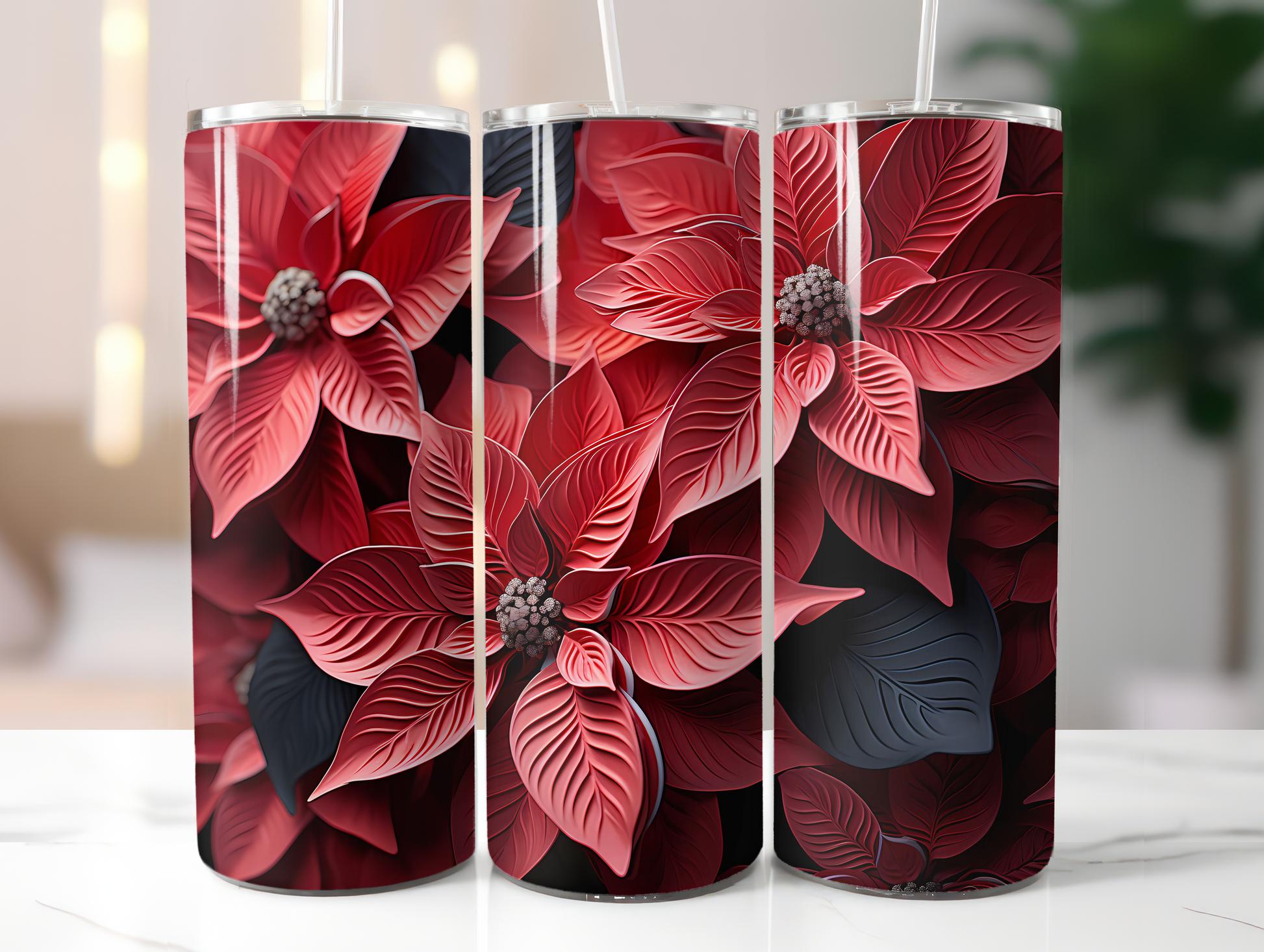 Christmas Poinsettias Tumbler Wrap - CraftNest
