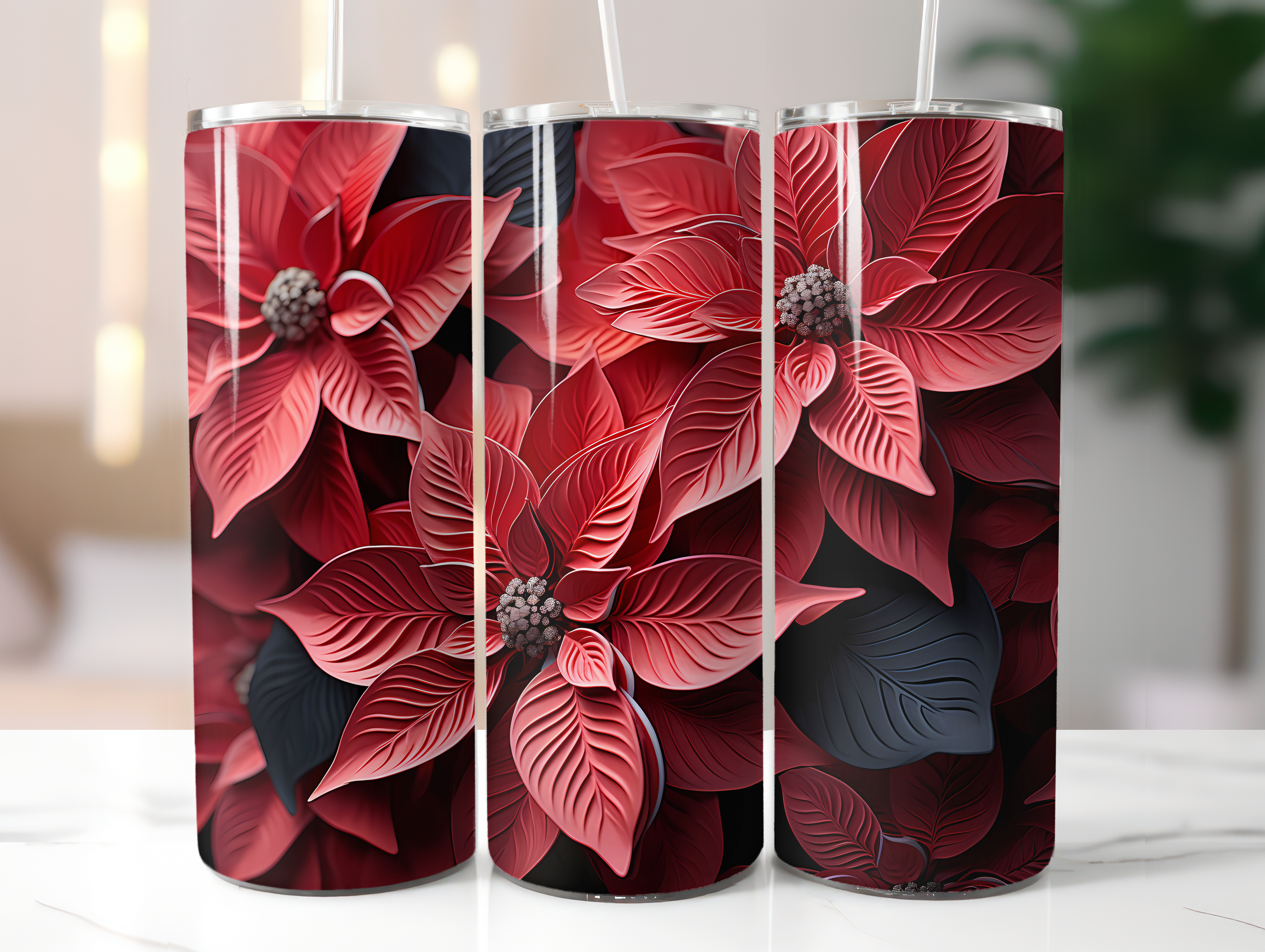 Christmas Poinsettias Tumbler Wrap - CraftNest