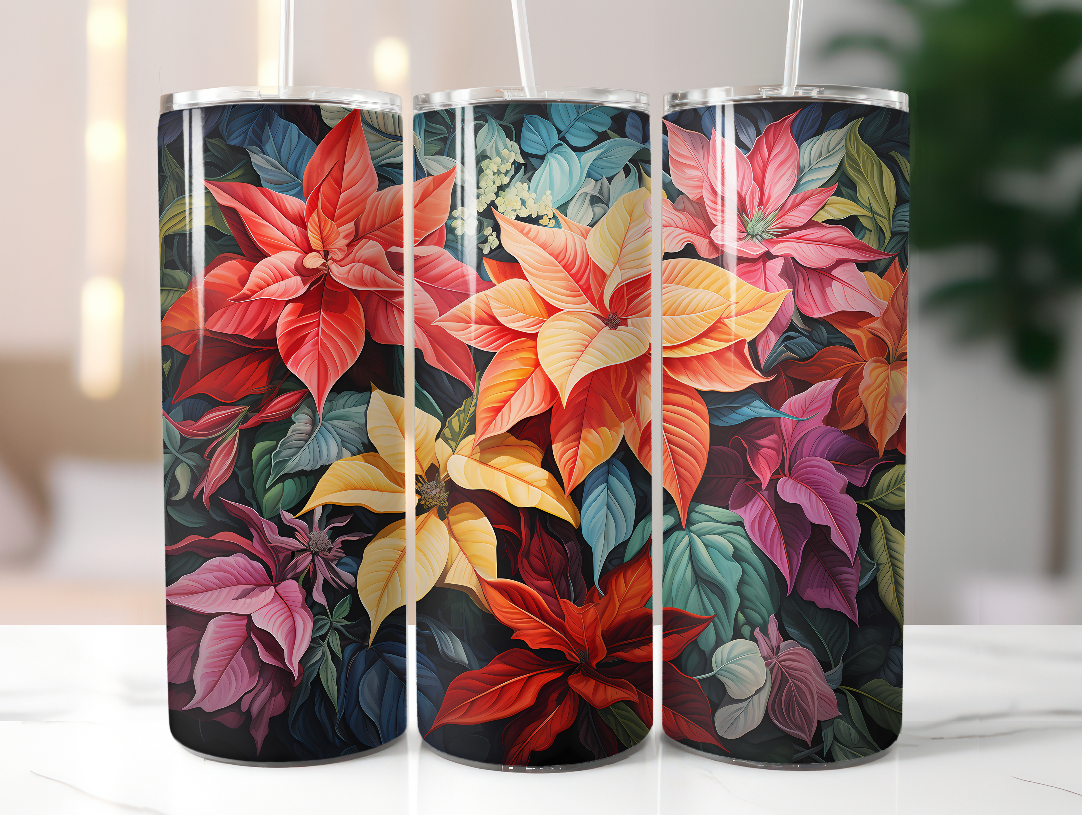 Christmas Poinsettias Tumbler Wrap - CraftNest