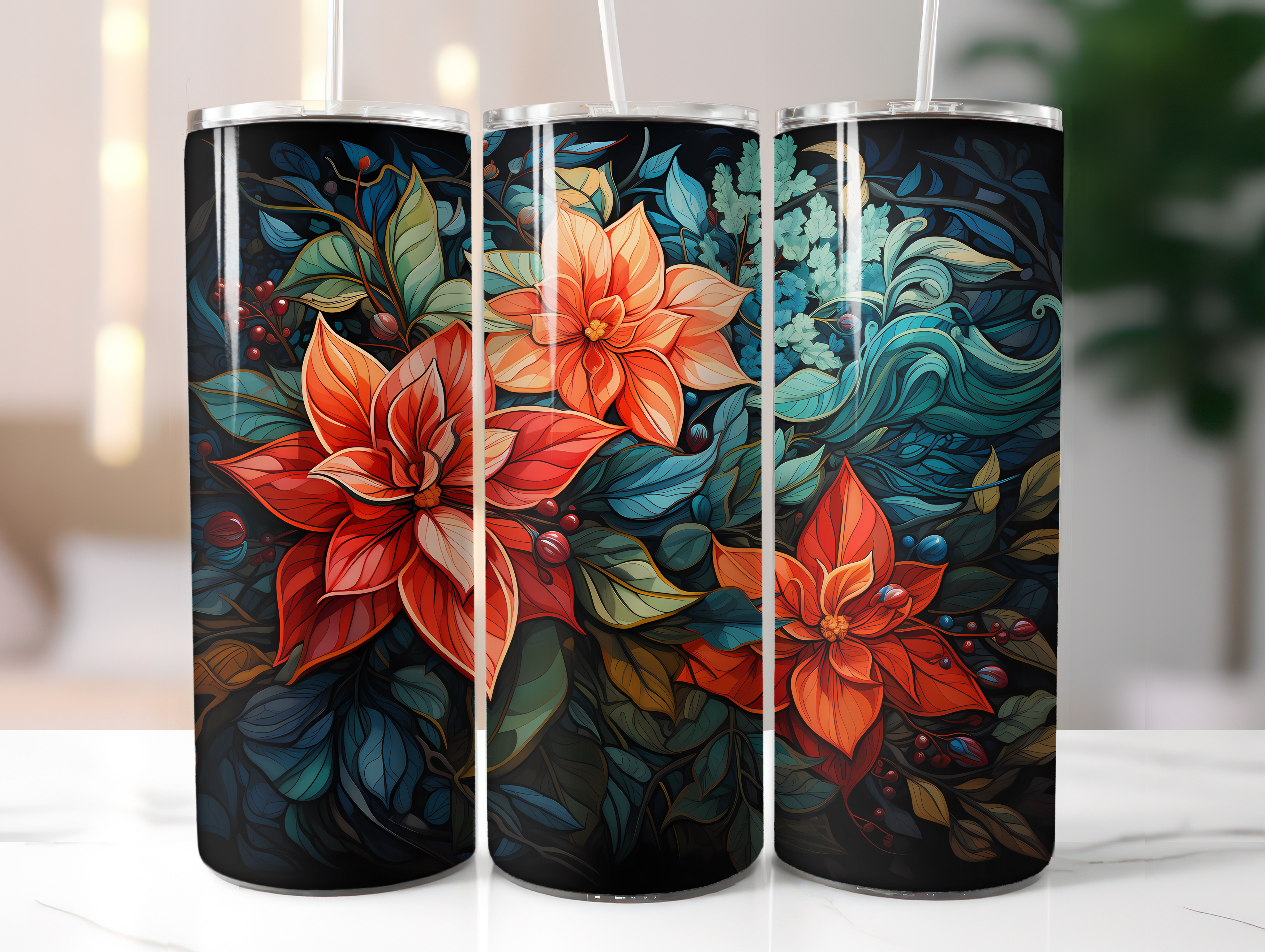 Christmas Poinsettias Tumbler Wrap - CraftNest