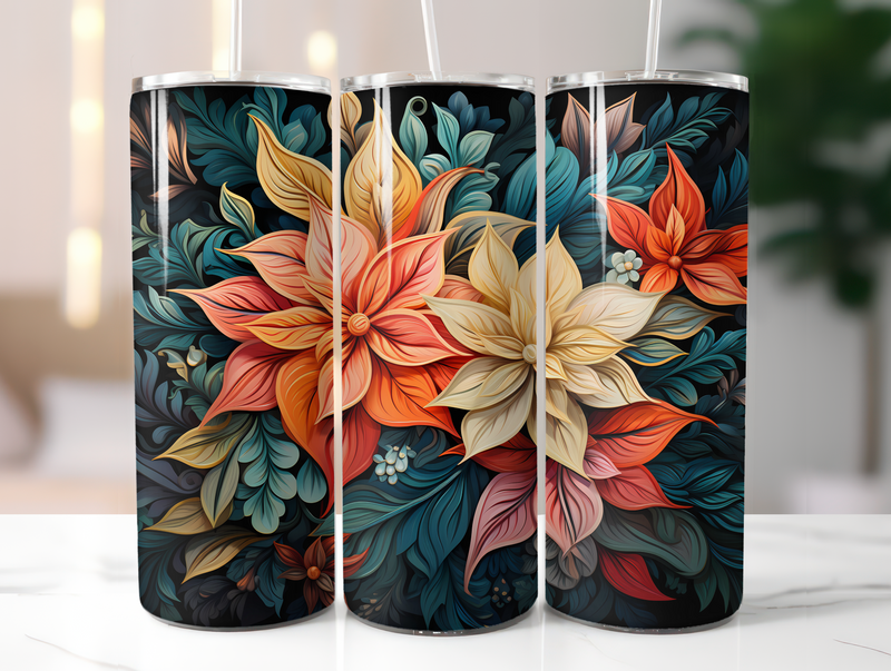 Christmas Poinsettias Tumbler Wrap - CraftNest