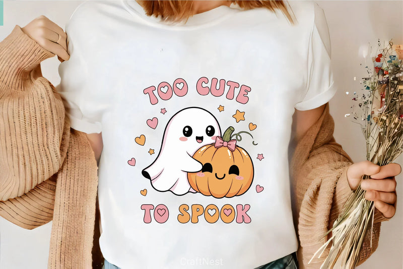 Too Cute To Spook Ghost & Pumpkin Clipart Bundle - CraftNest - Digital Crafting and Art