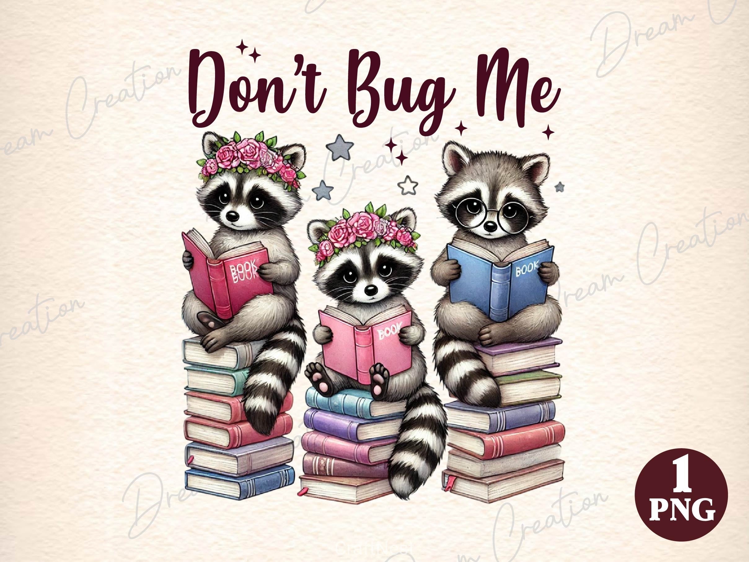Dont Bug Me Funny Raccoon Bookish Clipart Bundle