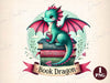 Funny Book Lover Book Reading Dragon Clipart Bundle 3
