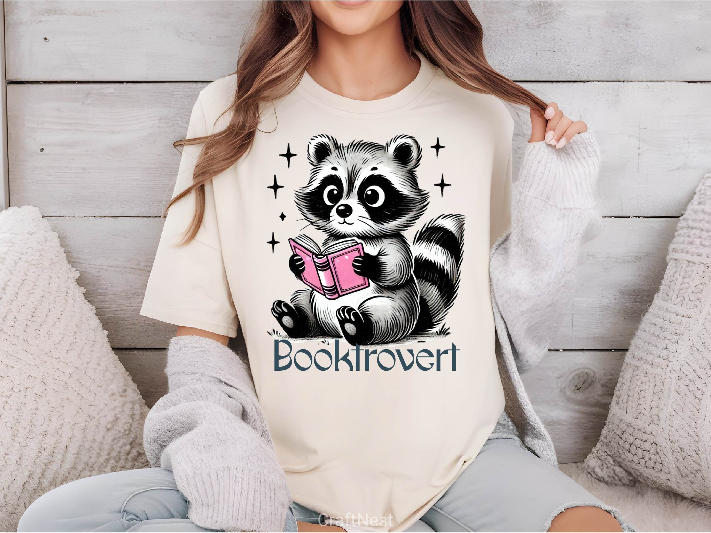 Booktrovert Reading Raccoon Clipart Bundle 2
