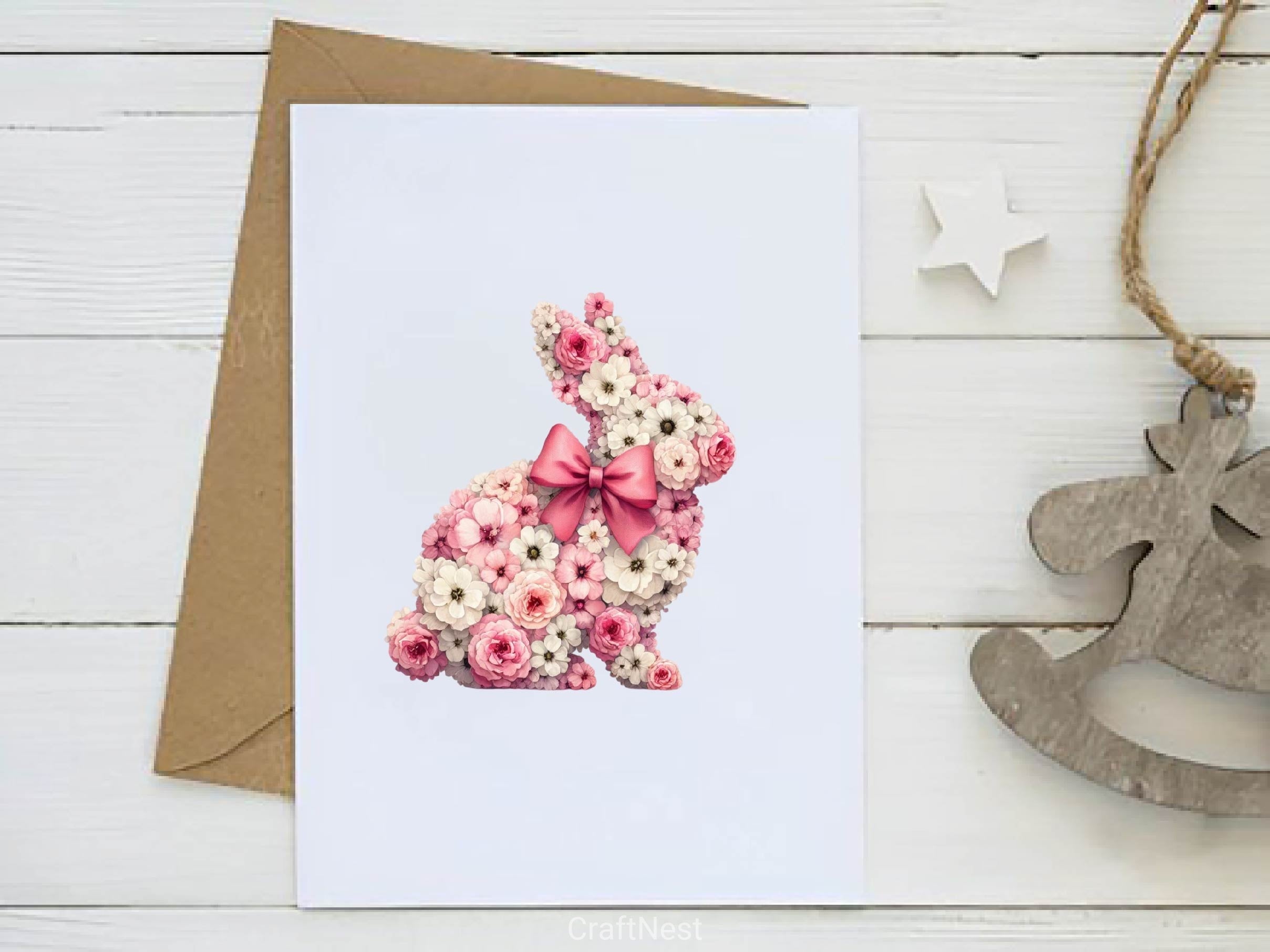 Floral Easter Bunny Clipart Bundle 2