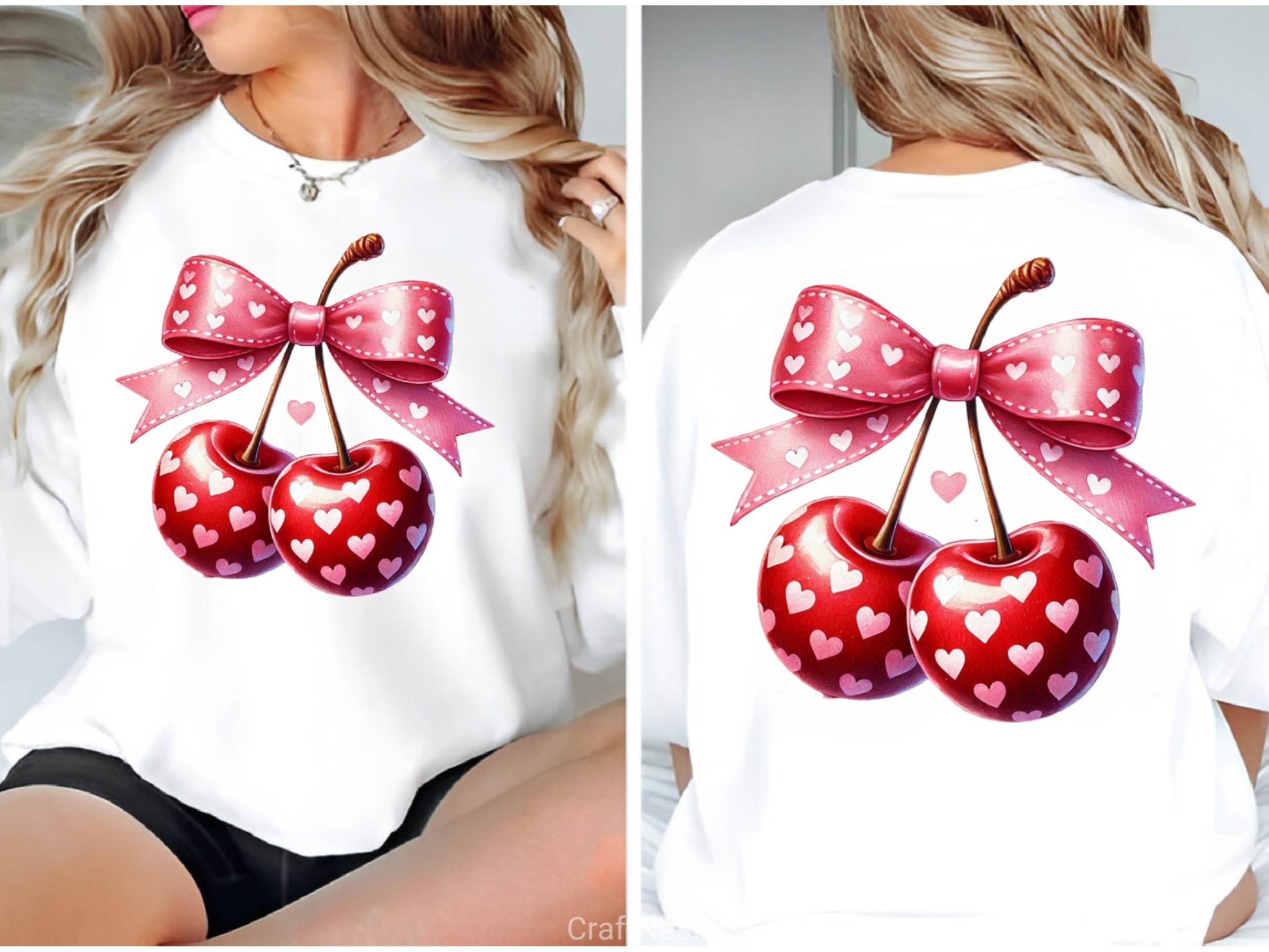 Cherry Love Pink Coquette Valentine Clipart Bundle
