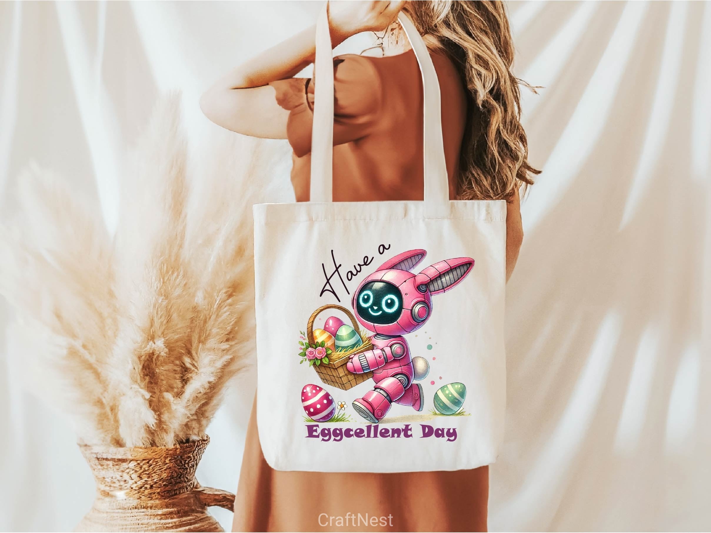 Have A Eggcellent Day Toddler Bunny Bot Clipart Bundle
