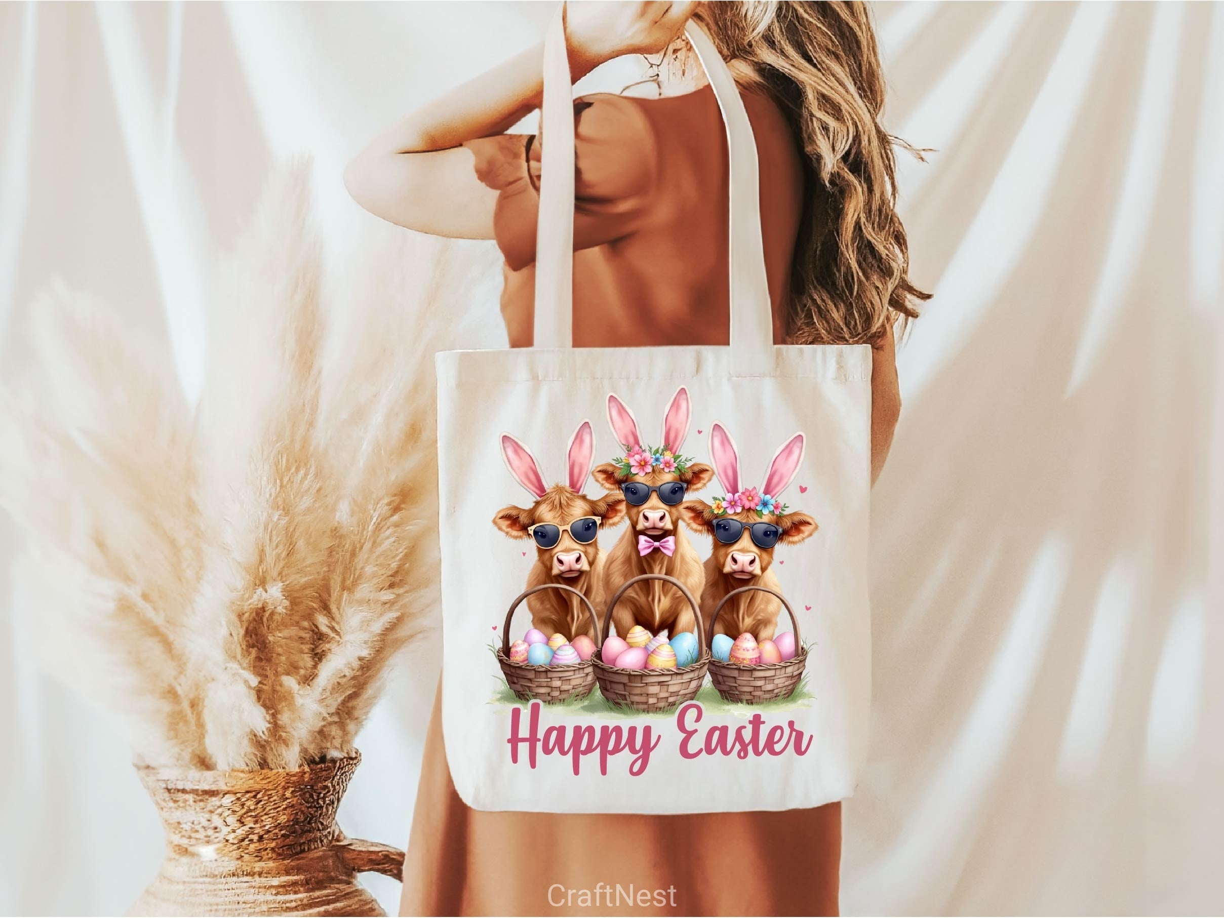 Cute Cow Easter Retro Easter Clipart Bundle