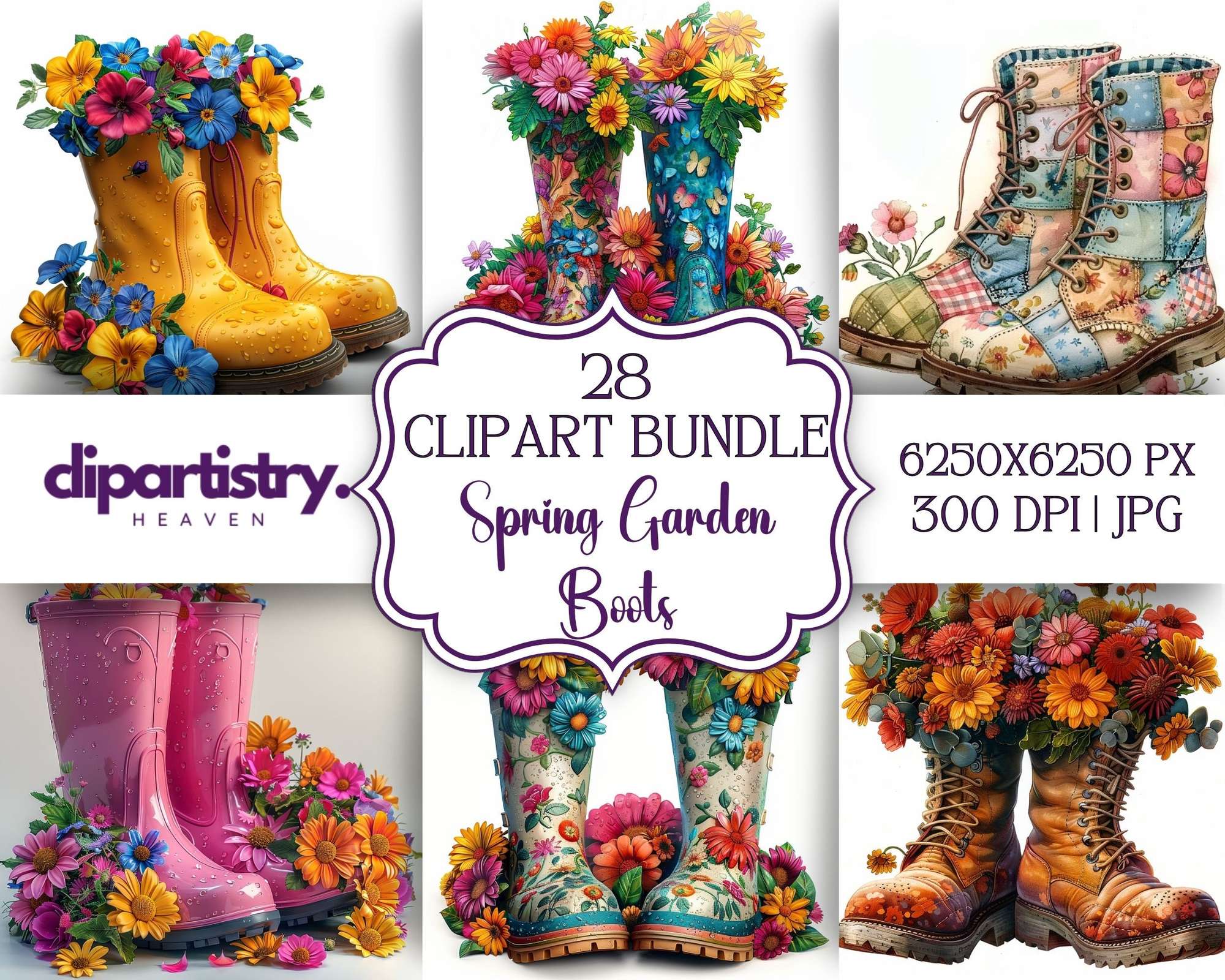 Spring Garden Boots Flowers Clipart - CraftNest - Digital Crafting and Art