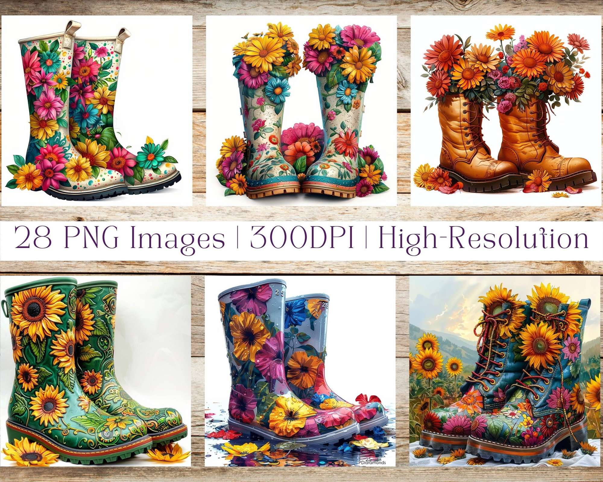 Spring Garden Boots Flowers Clipart - CraftNest - Digital Crafting and Art