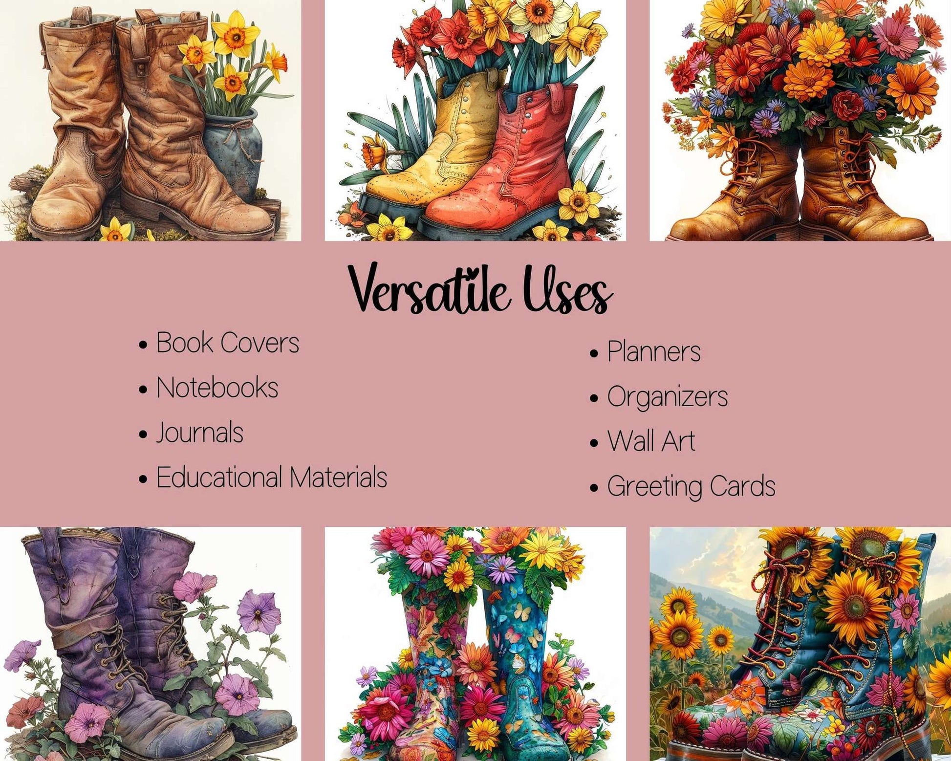Spring Garden Boots Flowers Clipart - CraftNest - Digital Crafting and Art