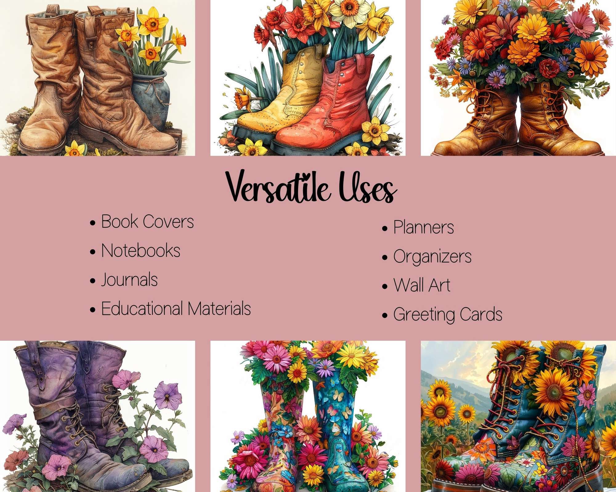 Spring Garden Boots Flowers Clipart - CraftNest - Digital Crafting and Art