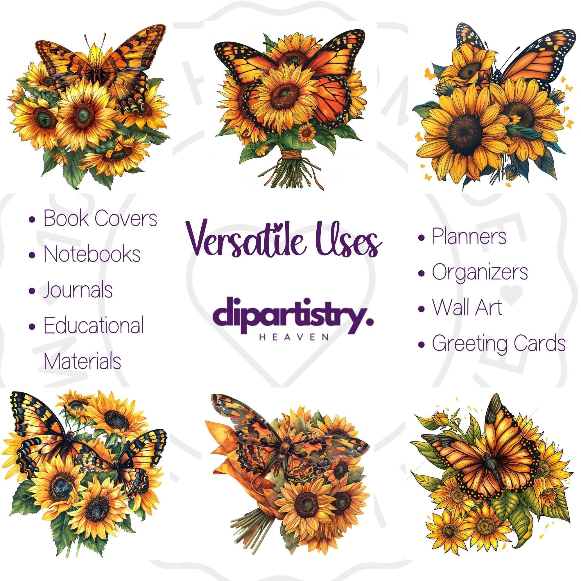 Sunflower Bouquet Butterfly Flowers Clipart - CraftNest - Digital Crafting and Art