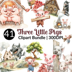 Three Little Pigs Clipart - CraftNest - Digital Crafting and Art