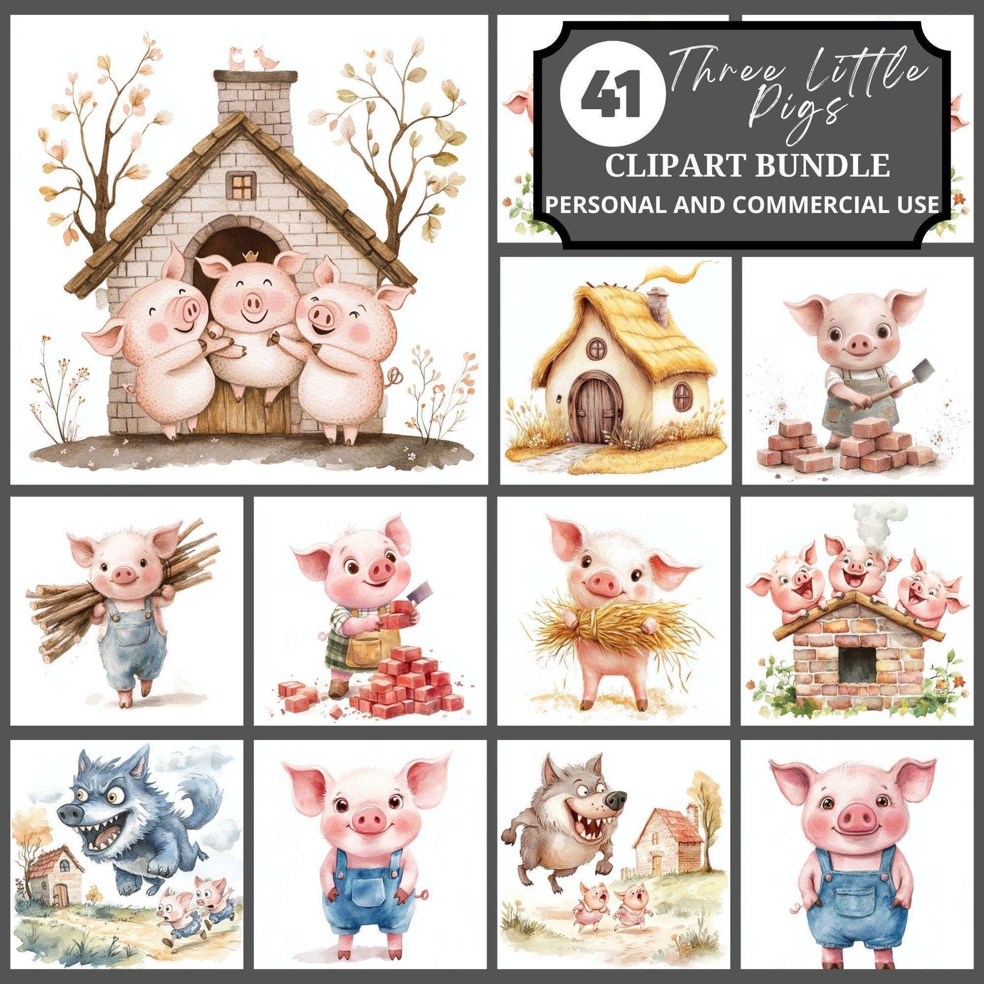 Three Little Pigs Clipart - CraftNest - Digital Crafting and Art