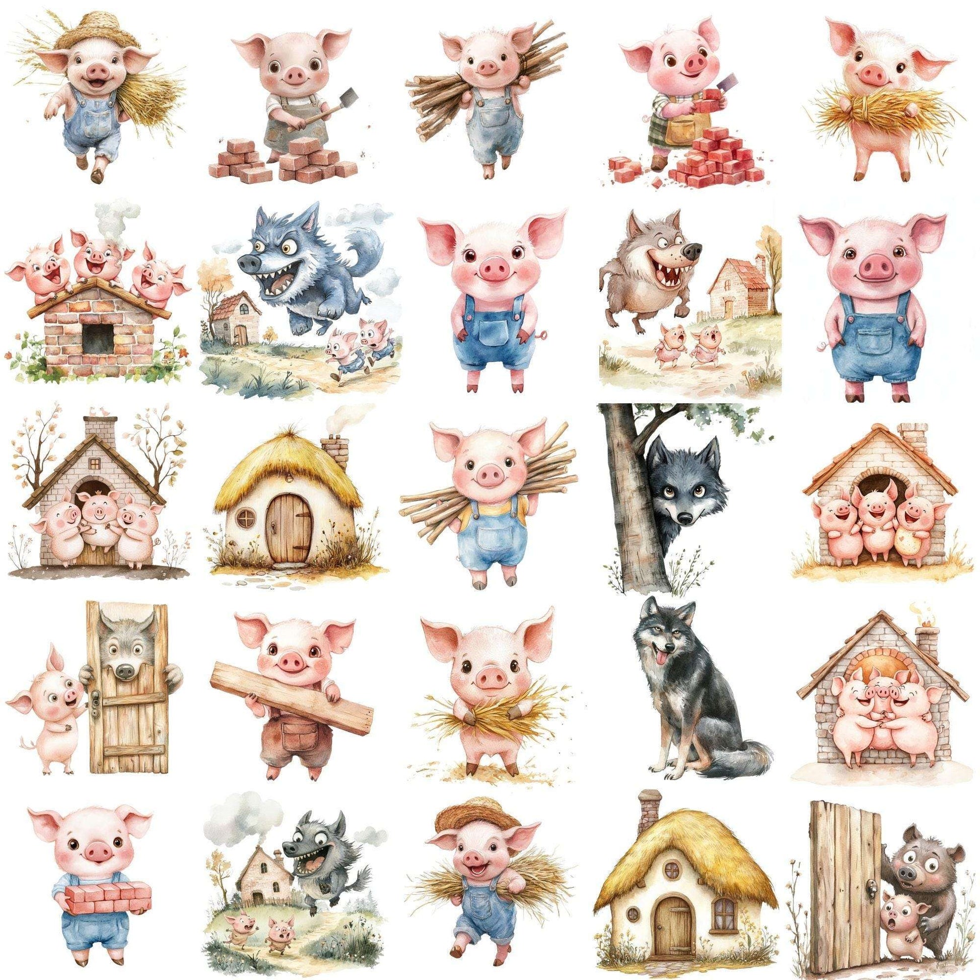 Three Little Pigs Clipart - CraftNest - Digital Crafting and Art