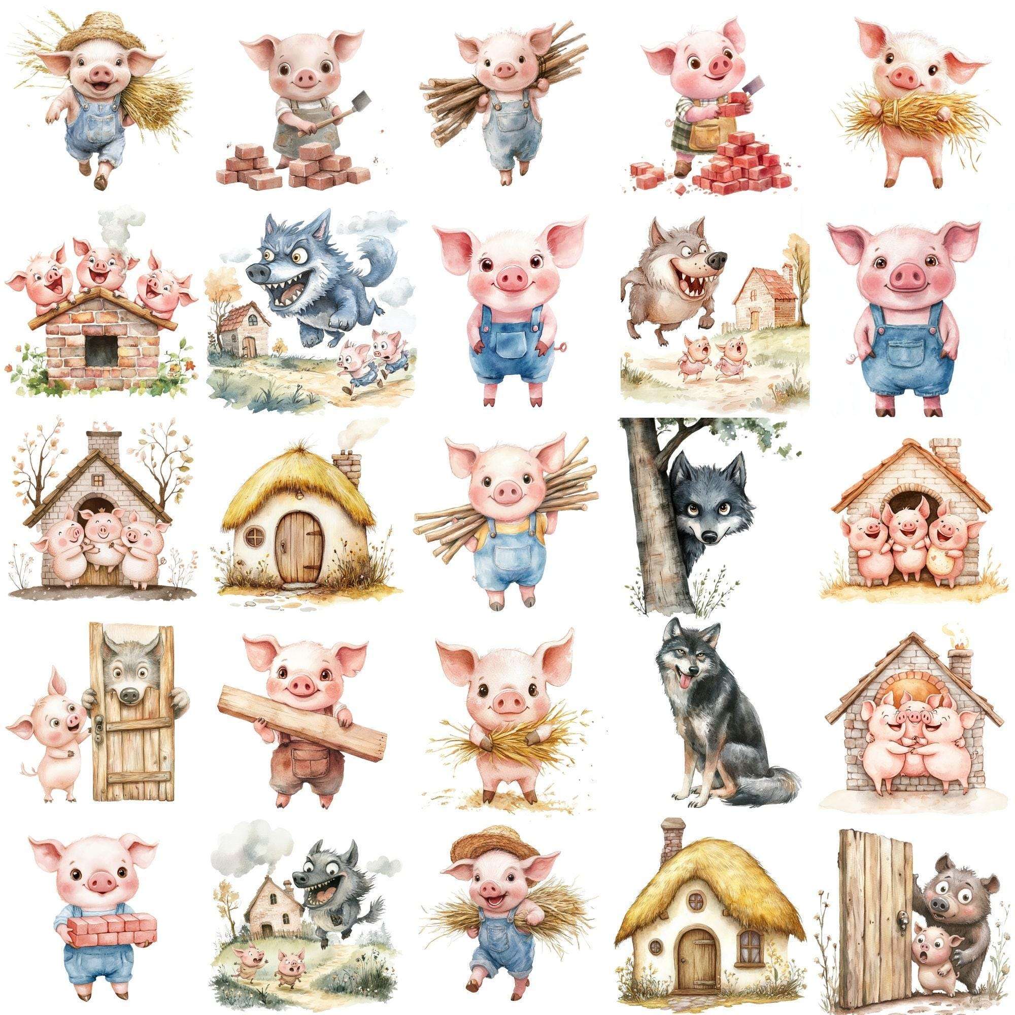 Three Little Pigs Clipart - CraftNest - Digital Crafting and Art