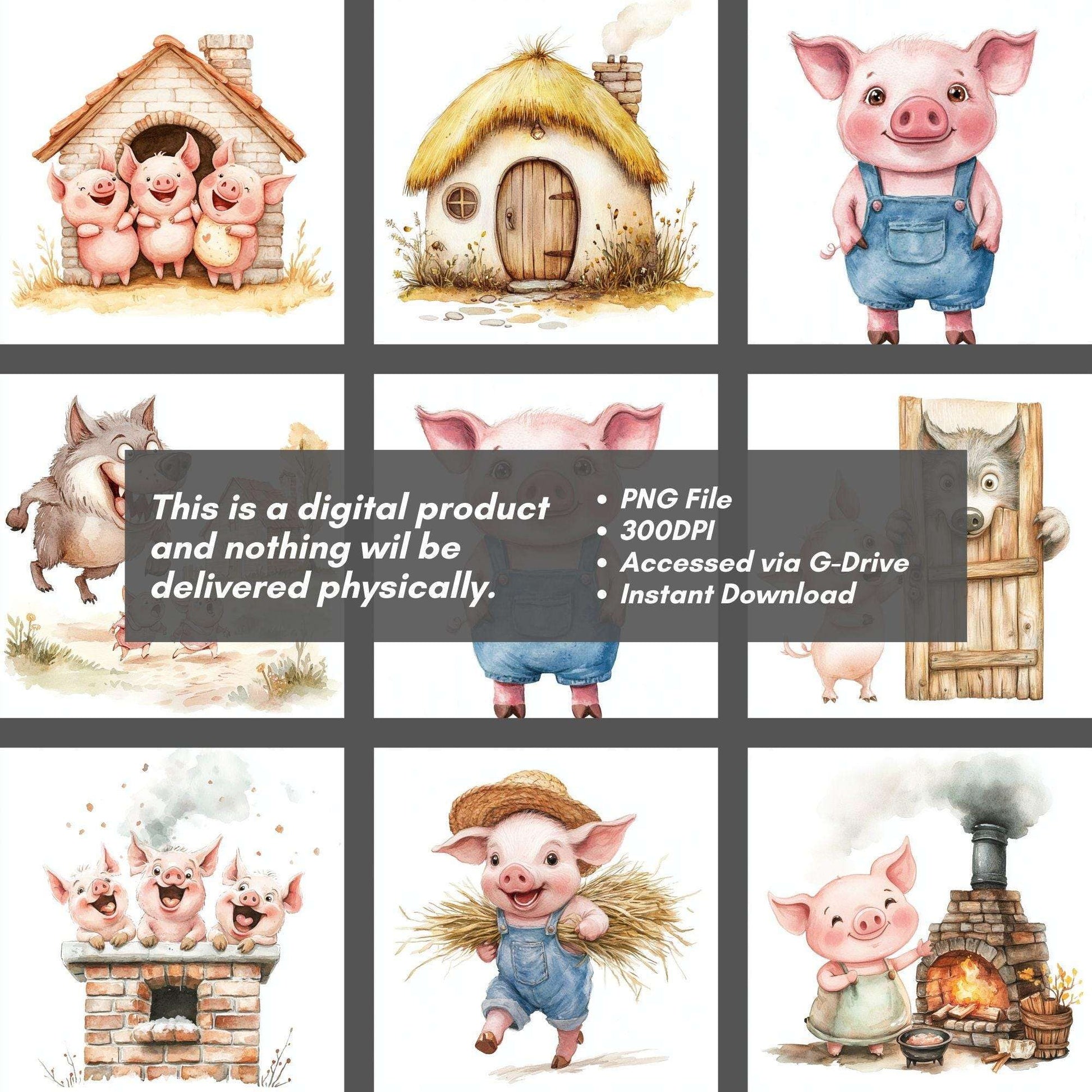 Three Little Pigs Clipart - CraftNest - Digital Crafting and Art