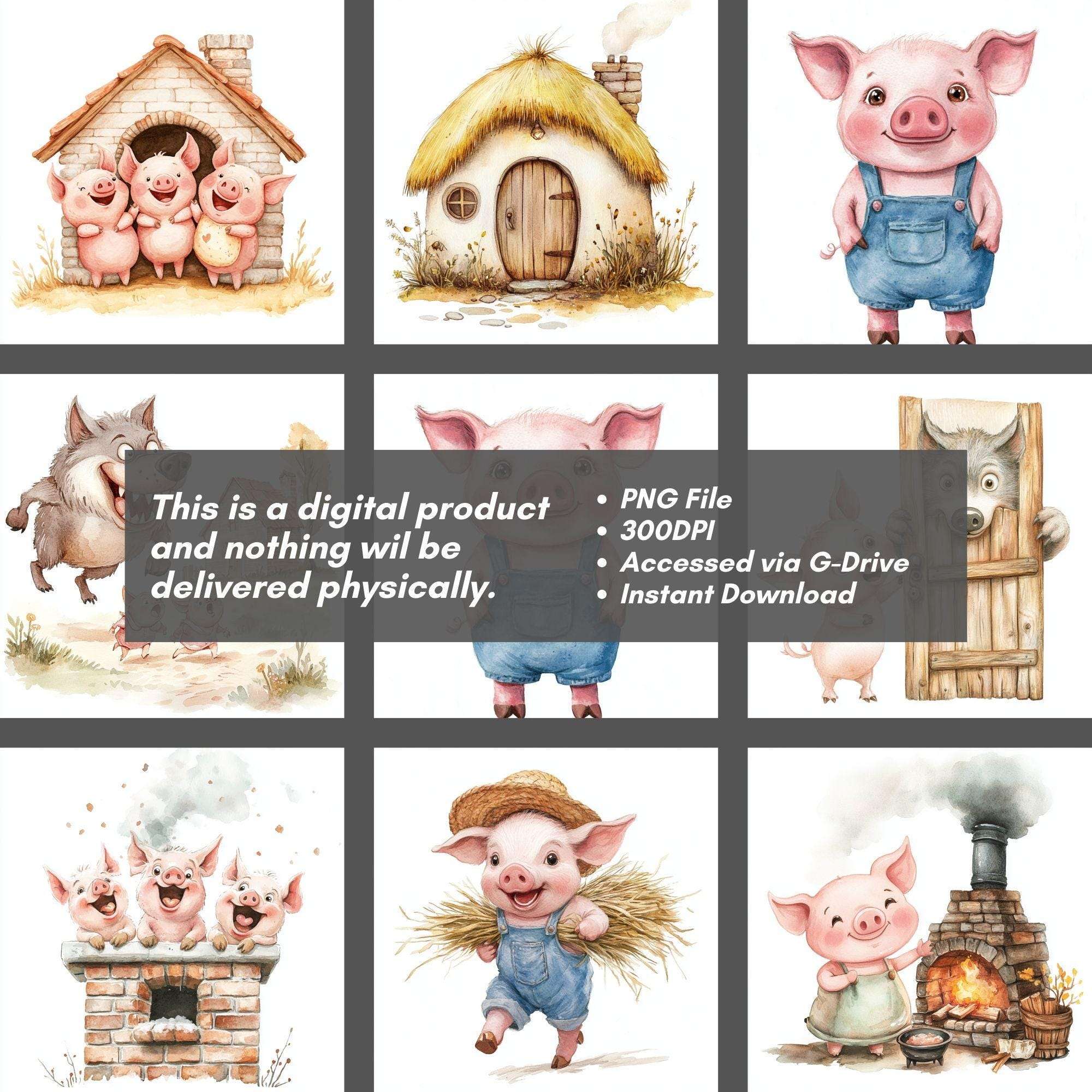 Three Little Pigs Clipart - CraftNest - Digital Crafting and Art